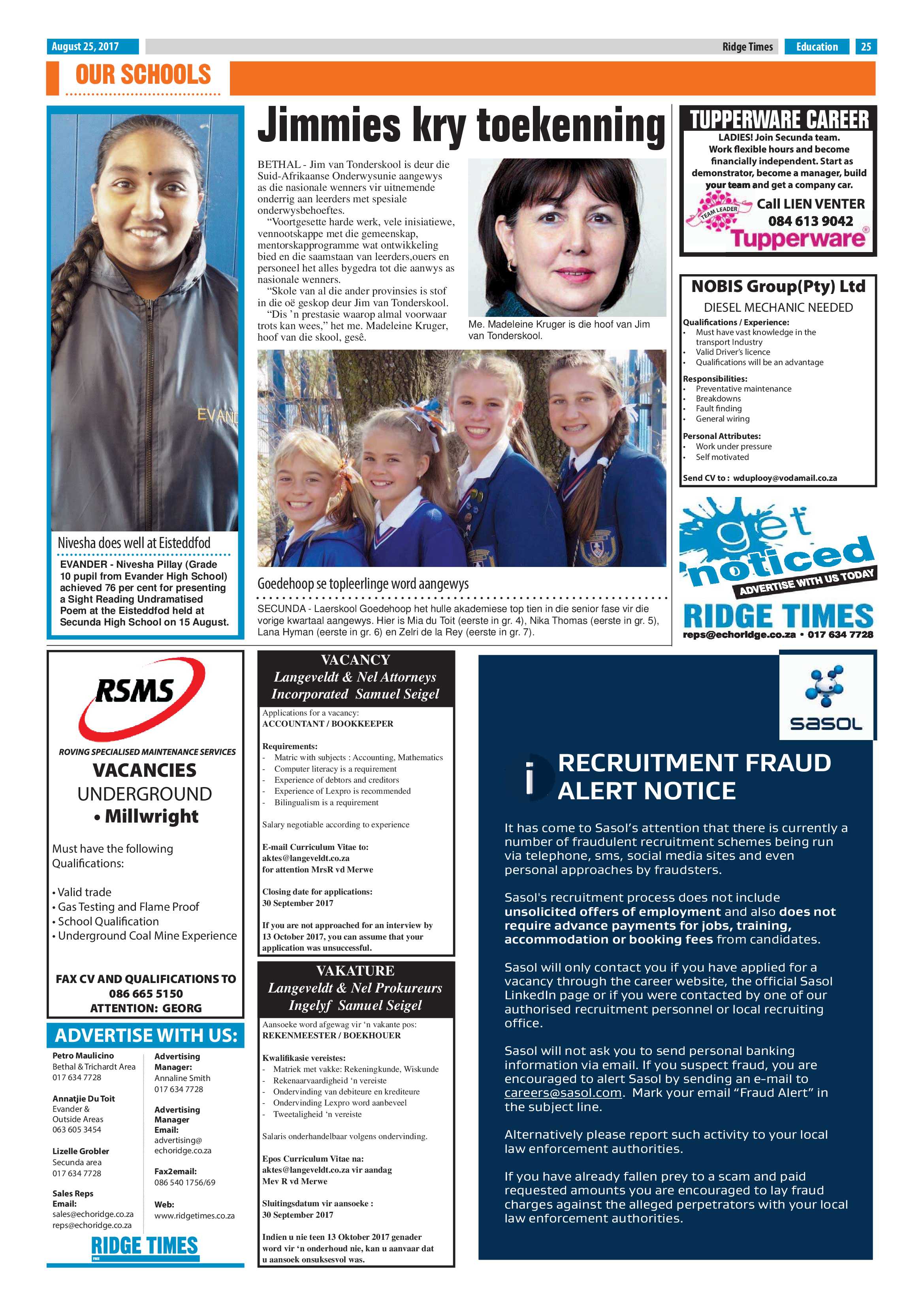 Ridge Times, 25 August 2017 page 25