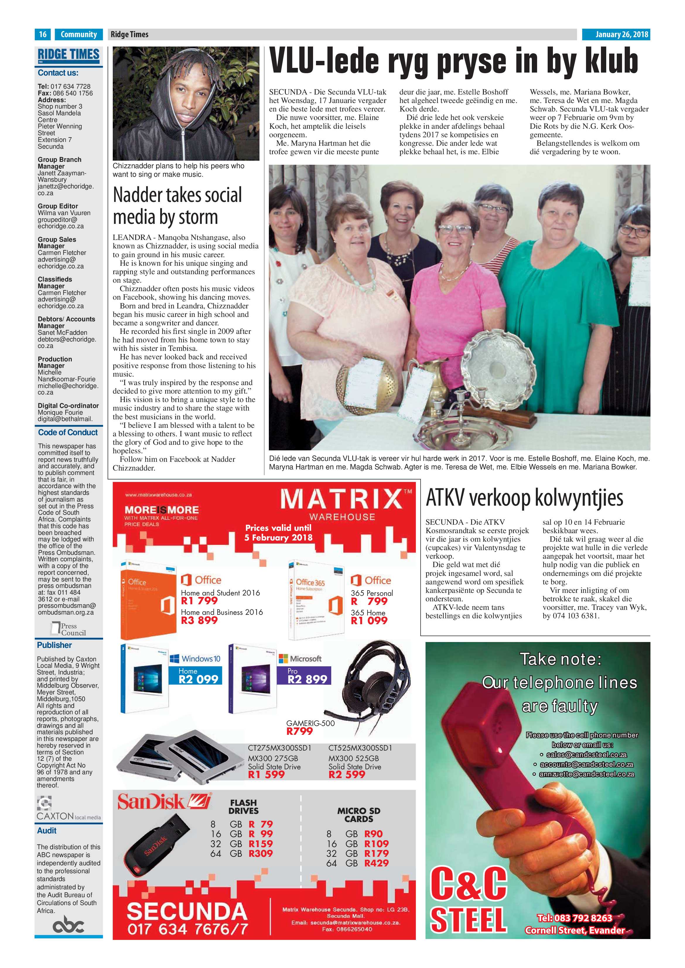 Ridge Times, 26 January 2018 page 16