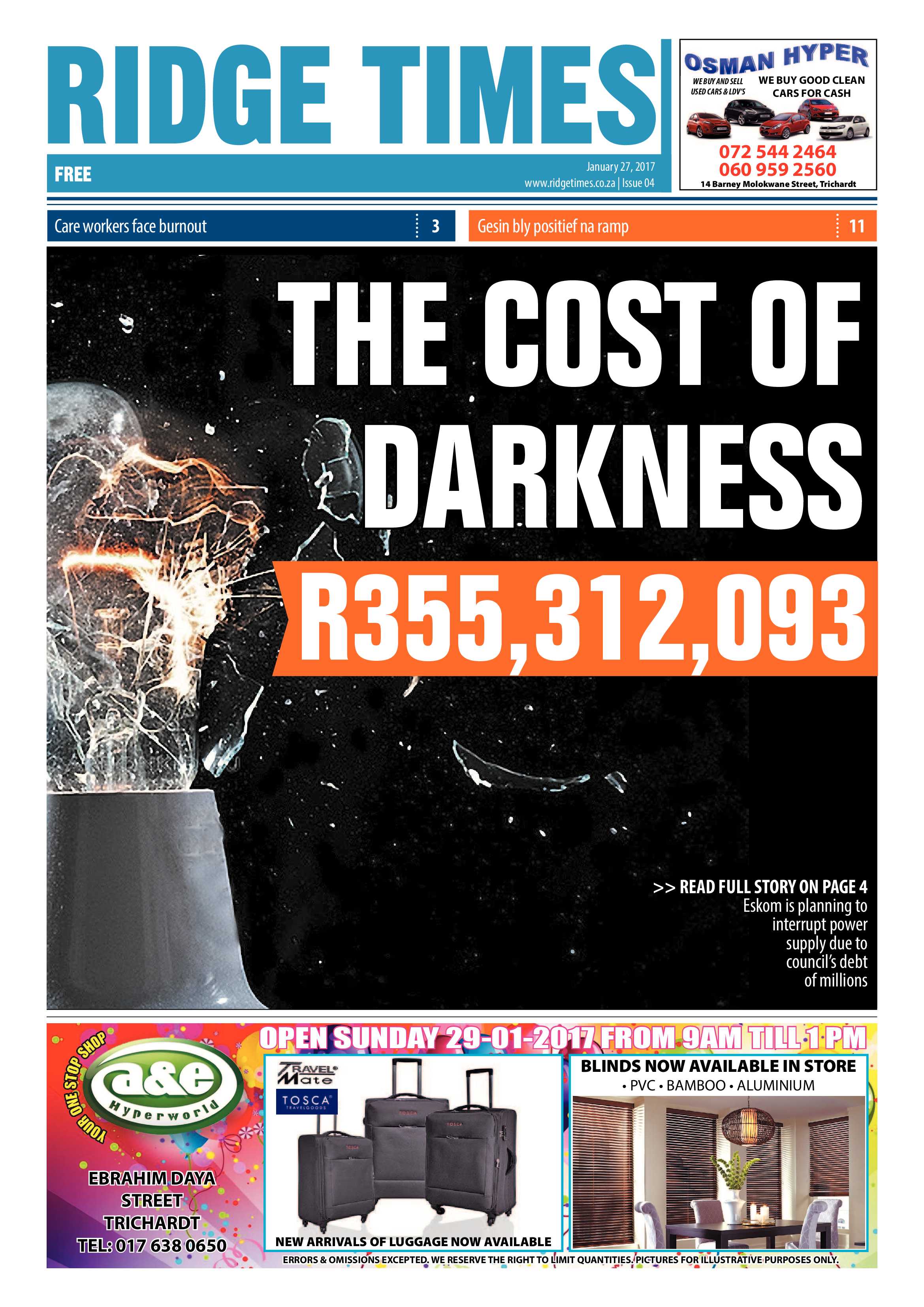 Ridge Times, 27 January 2017 page 1