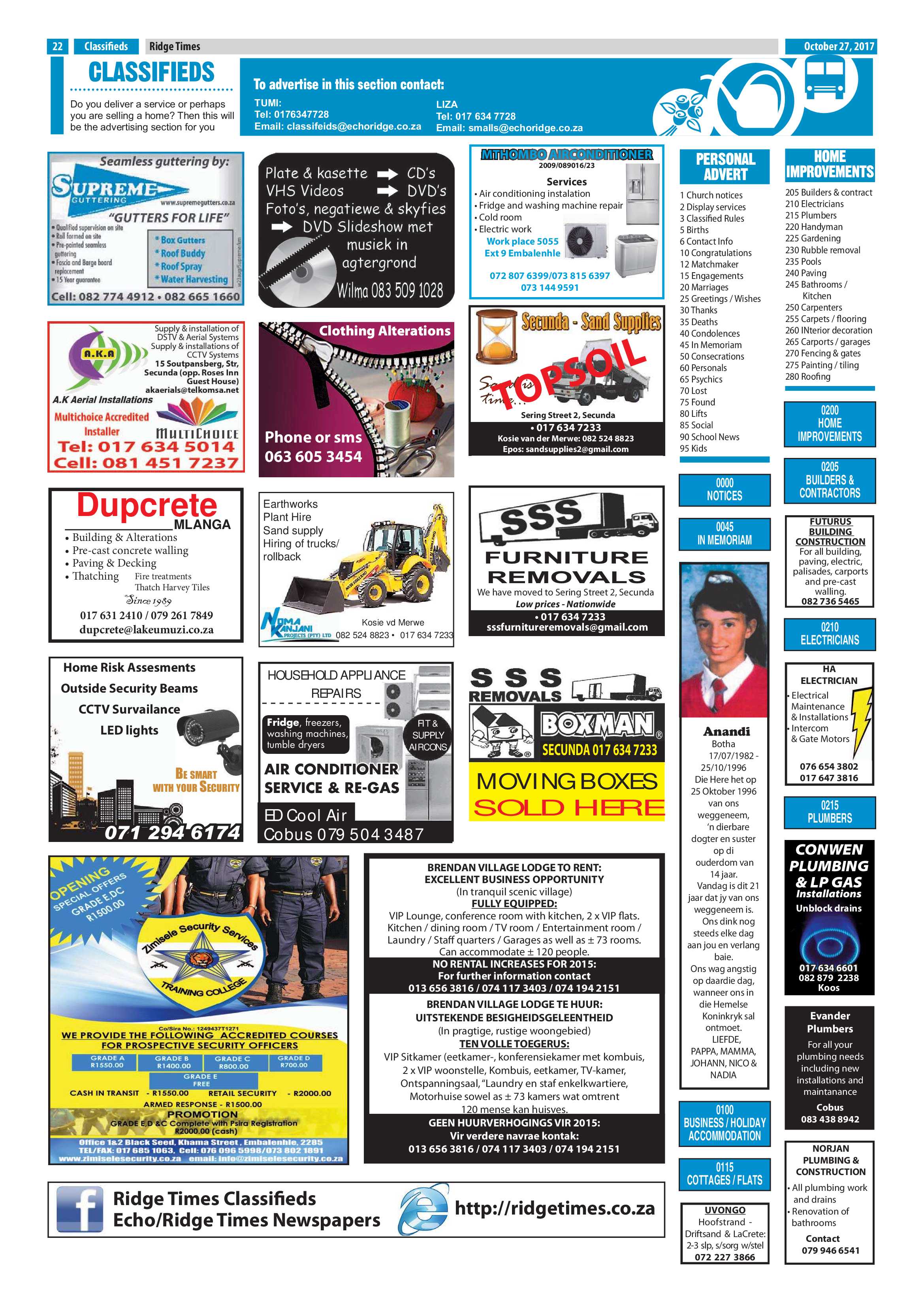 Ridge Times, 27 October 2017 page 22