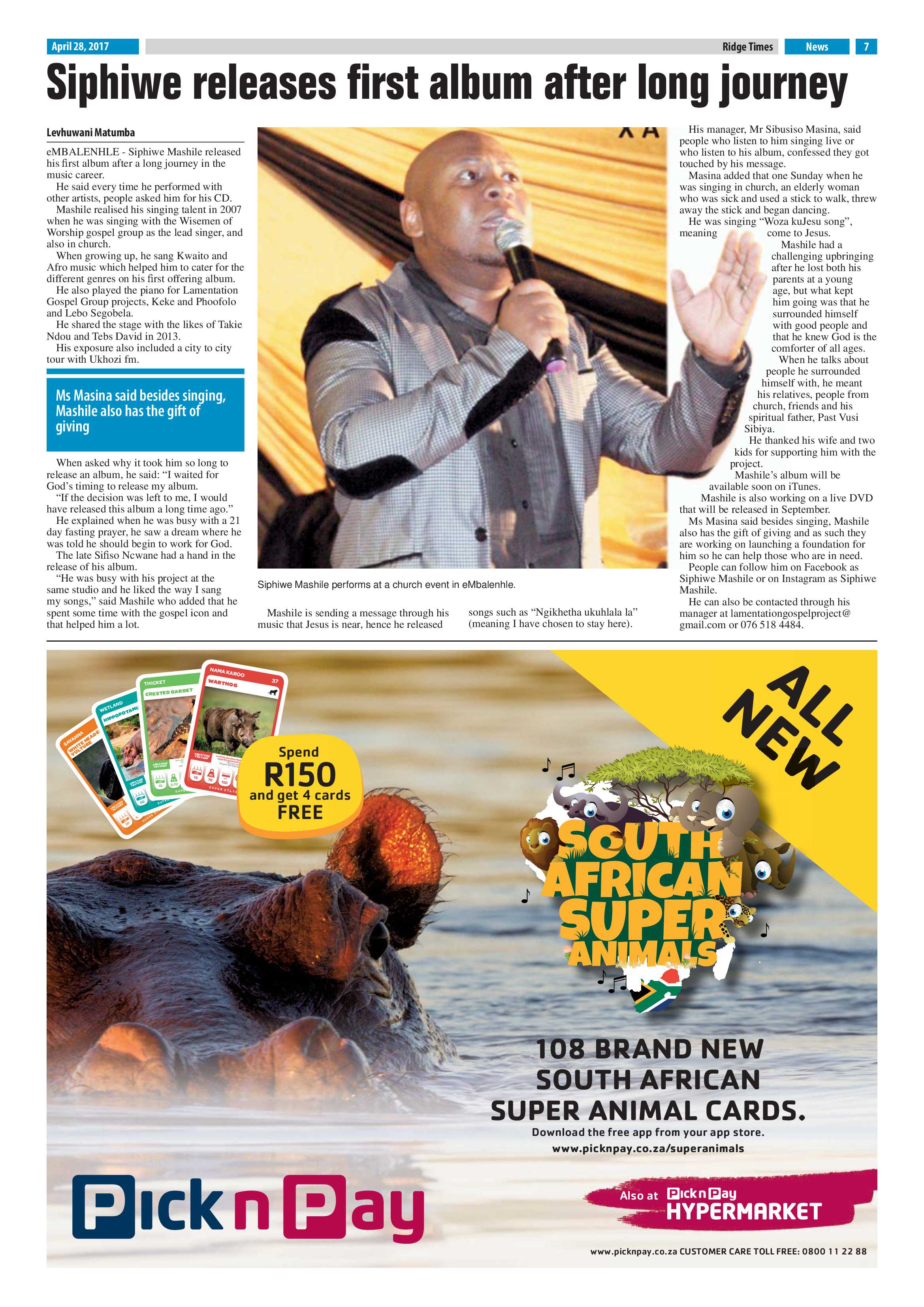 Ridge Times, 28 April 2017 page 7