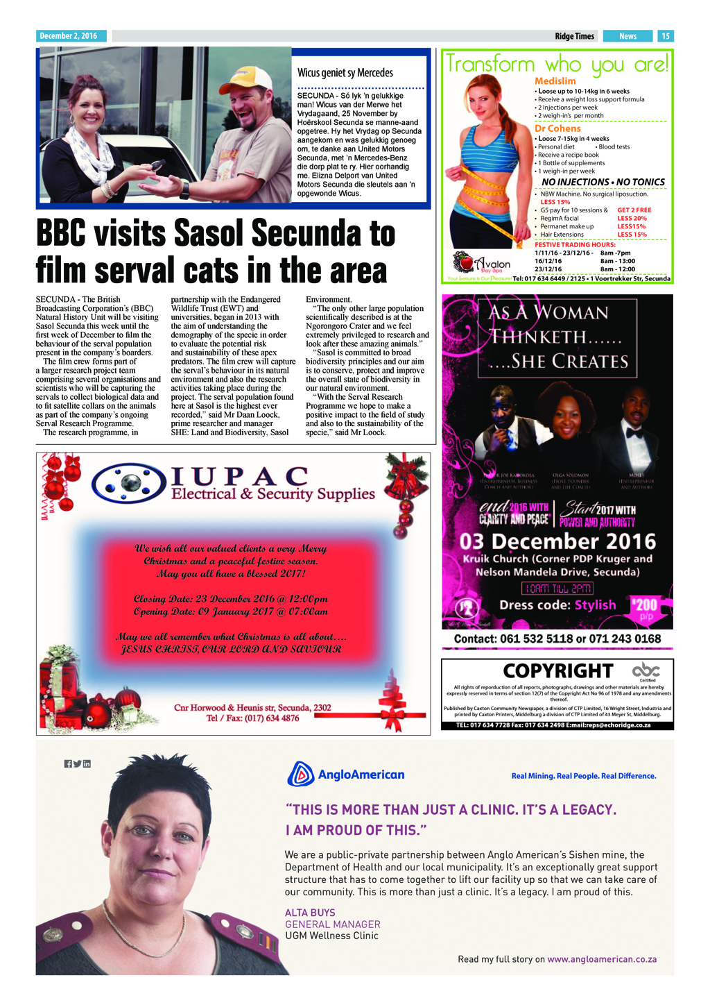 Ridge Times, 2 December 2016 page 15