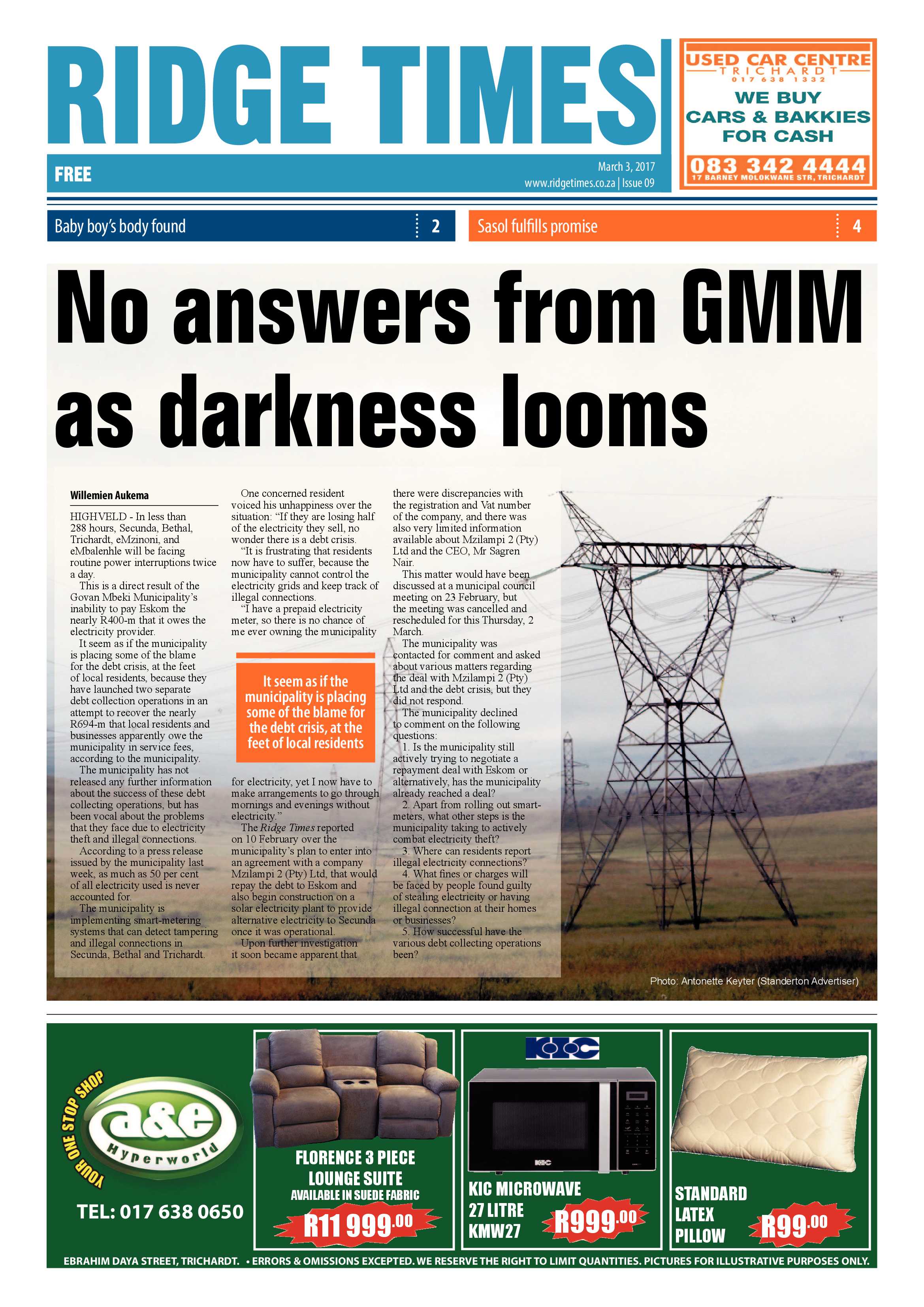 Ridge Times, 3 March 2017 page 1