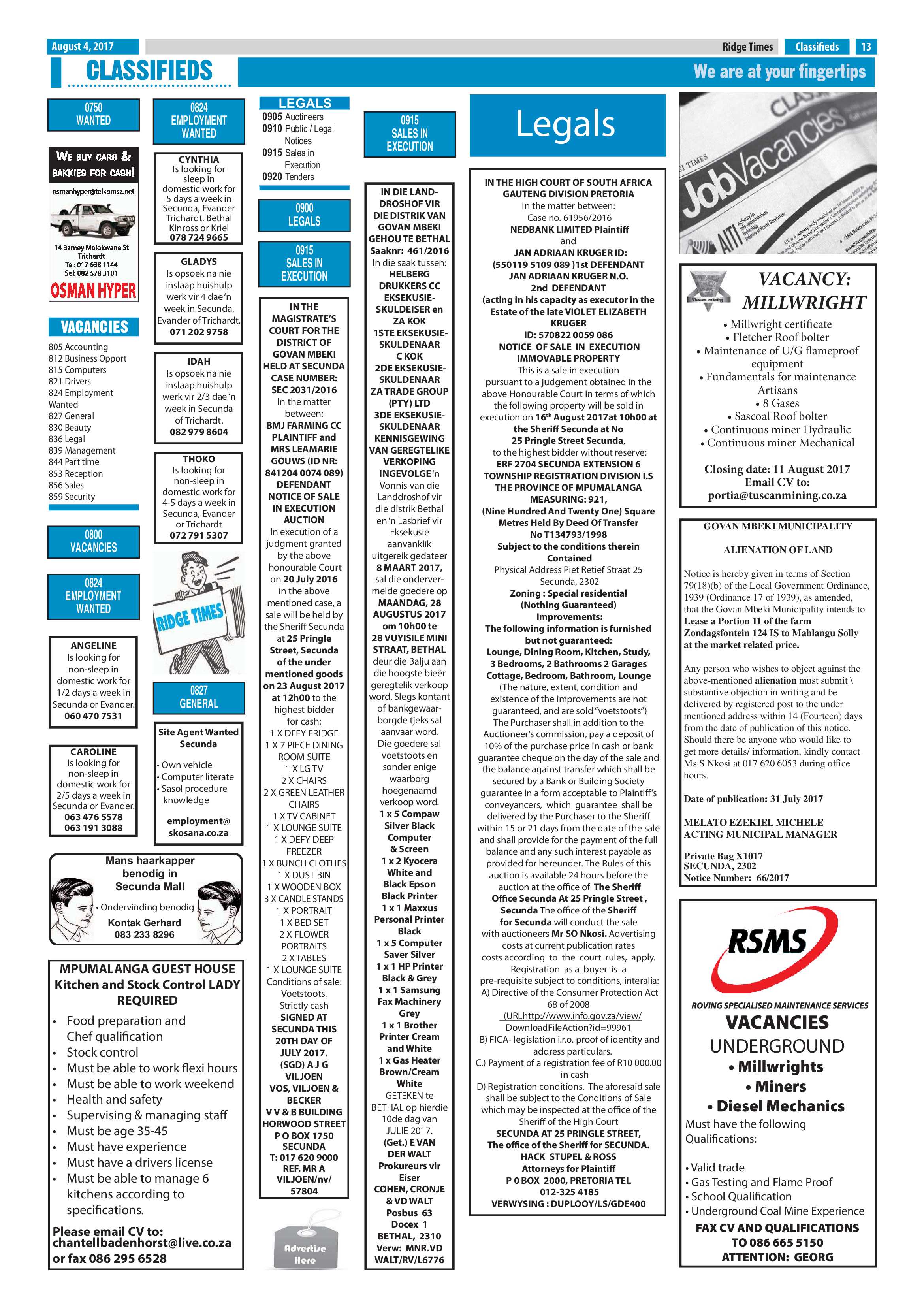 Ridge Times, 4 August 2017 page 13