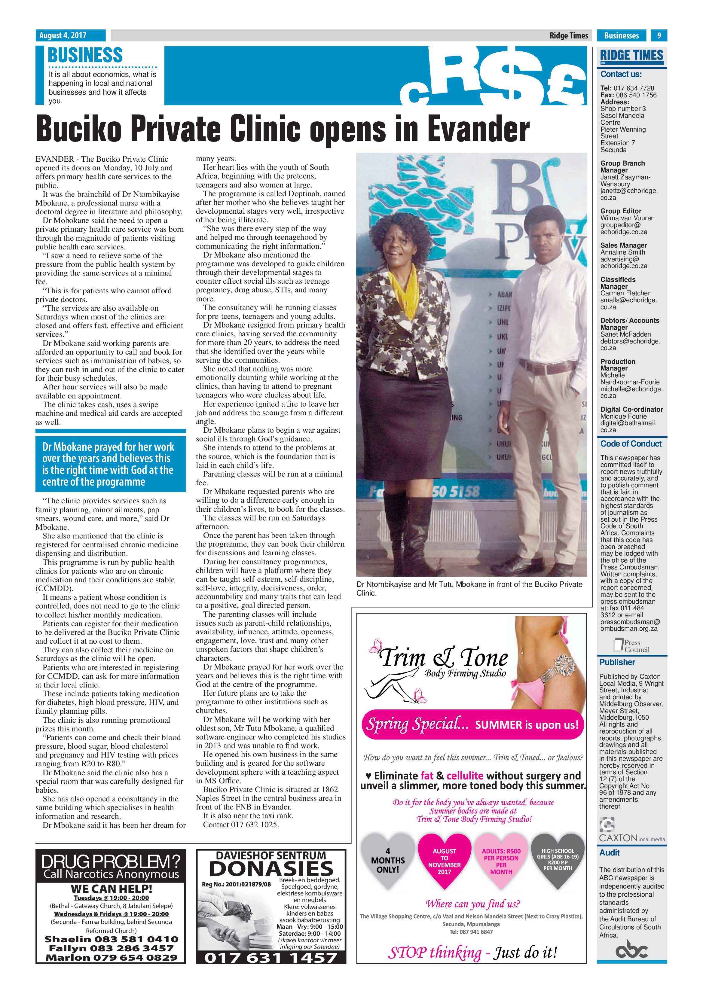 Ridge Times, 4 August 2017 page 9