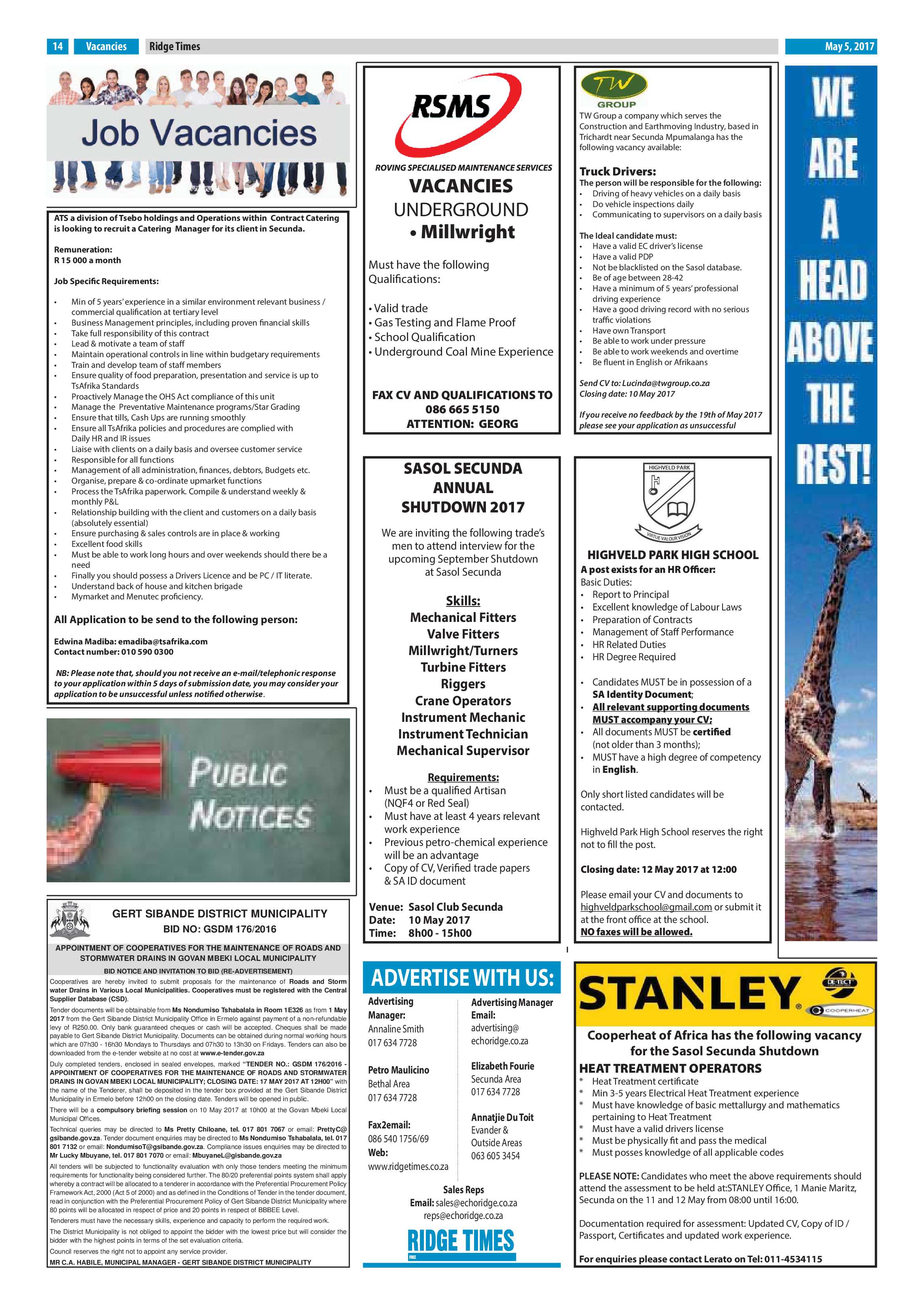 Ridge Times, 5 May 2017 page 14