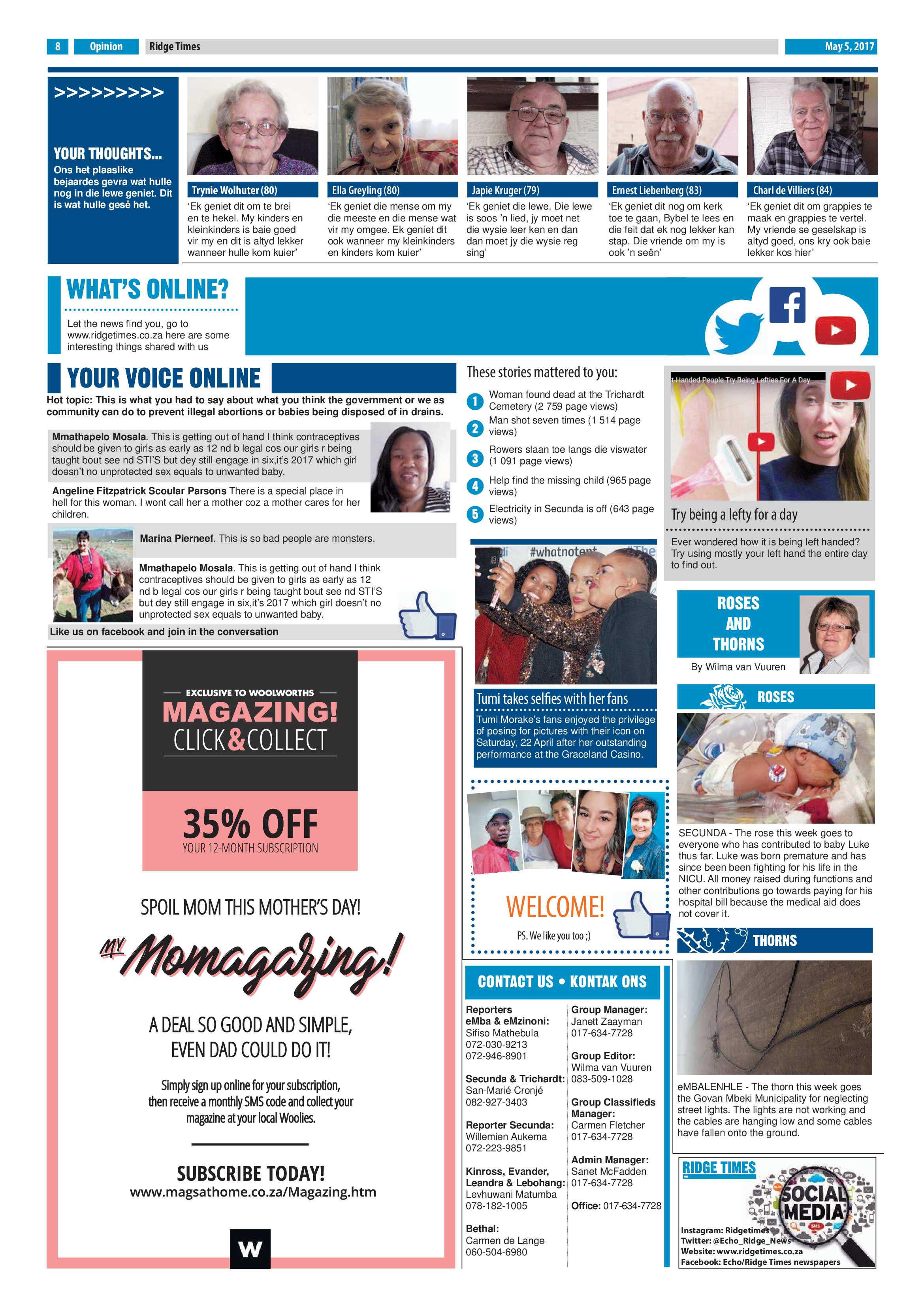 Ridge Times, 5 May 2017 page 8
