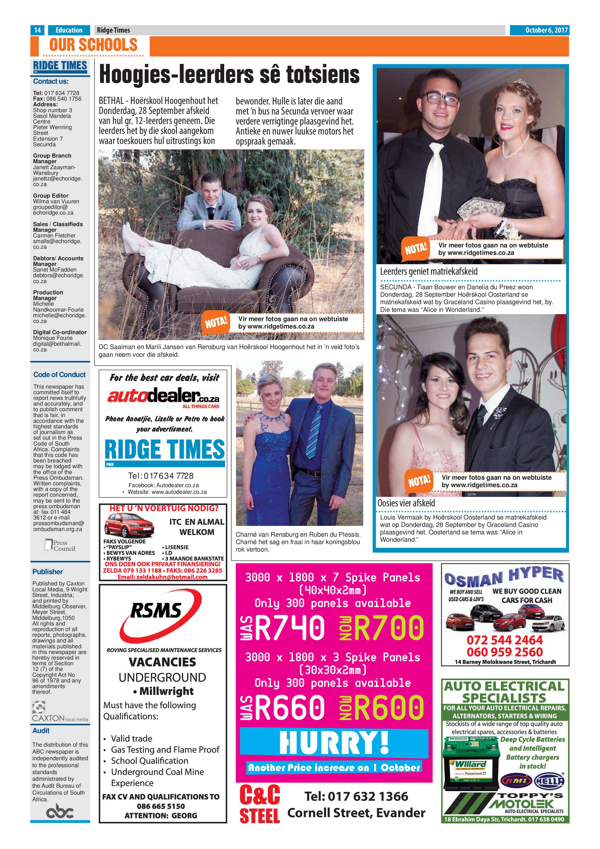 Ridge Times, 6 October page 14