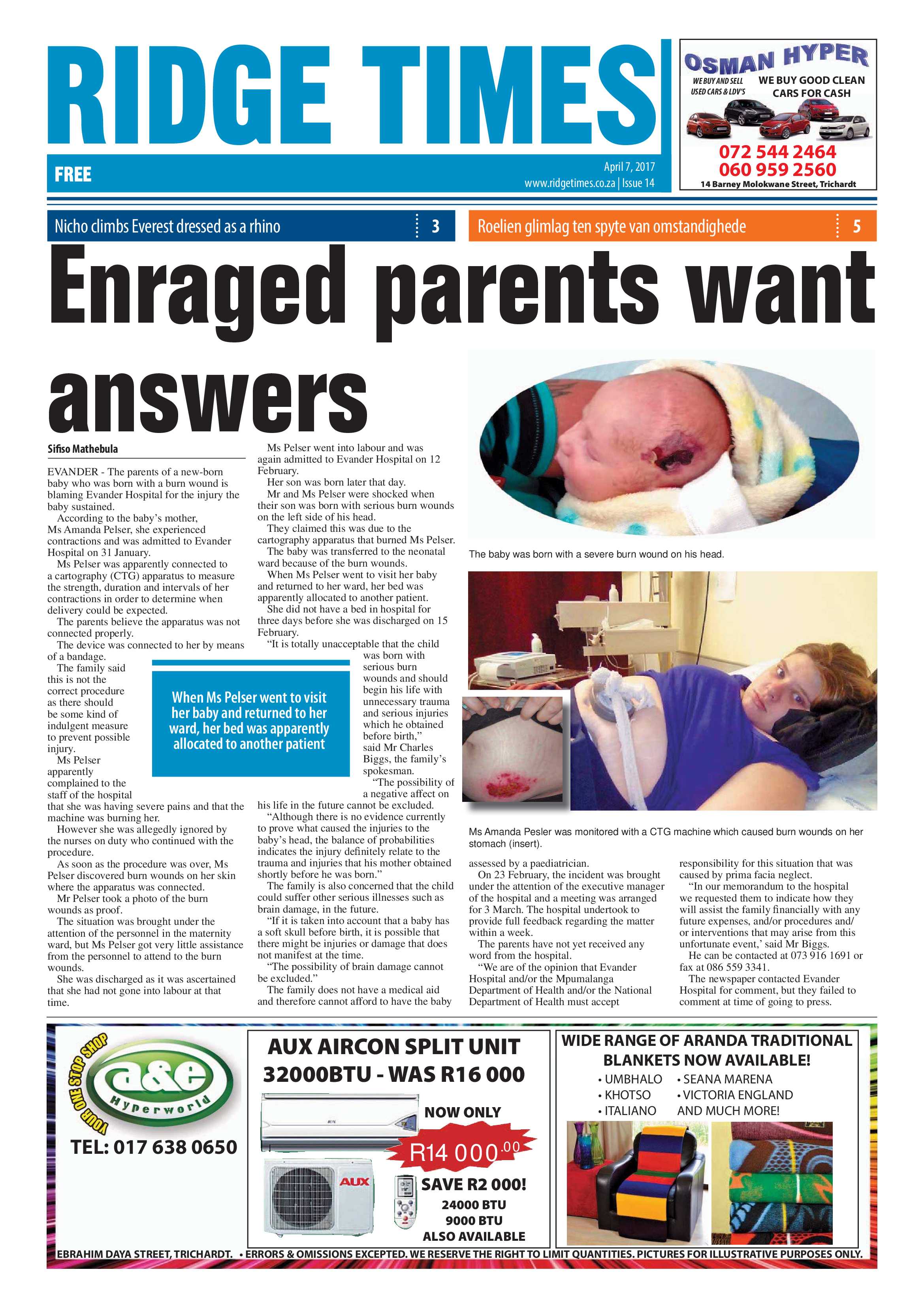 Ridge Times, 7 April 2017 page 1