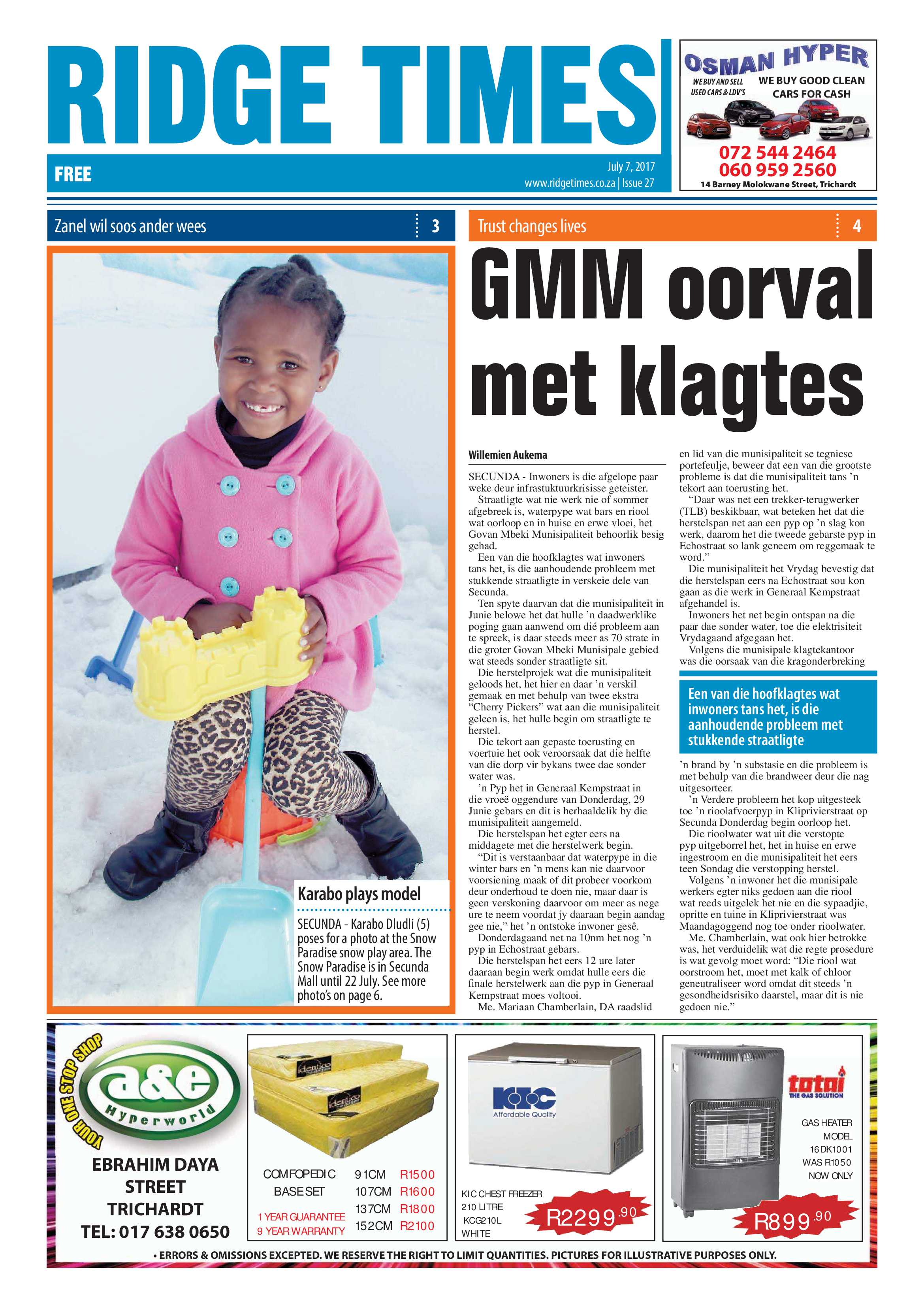 Ridge Times, 7 July 2017 page 1