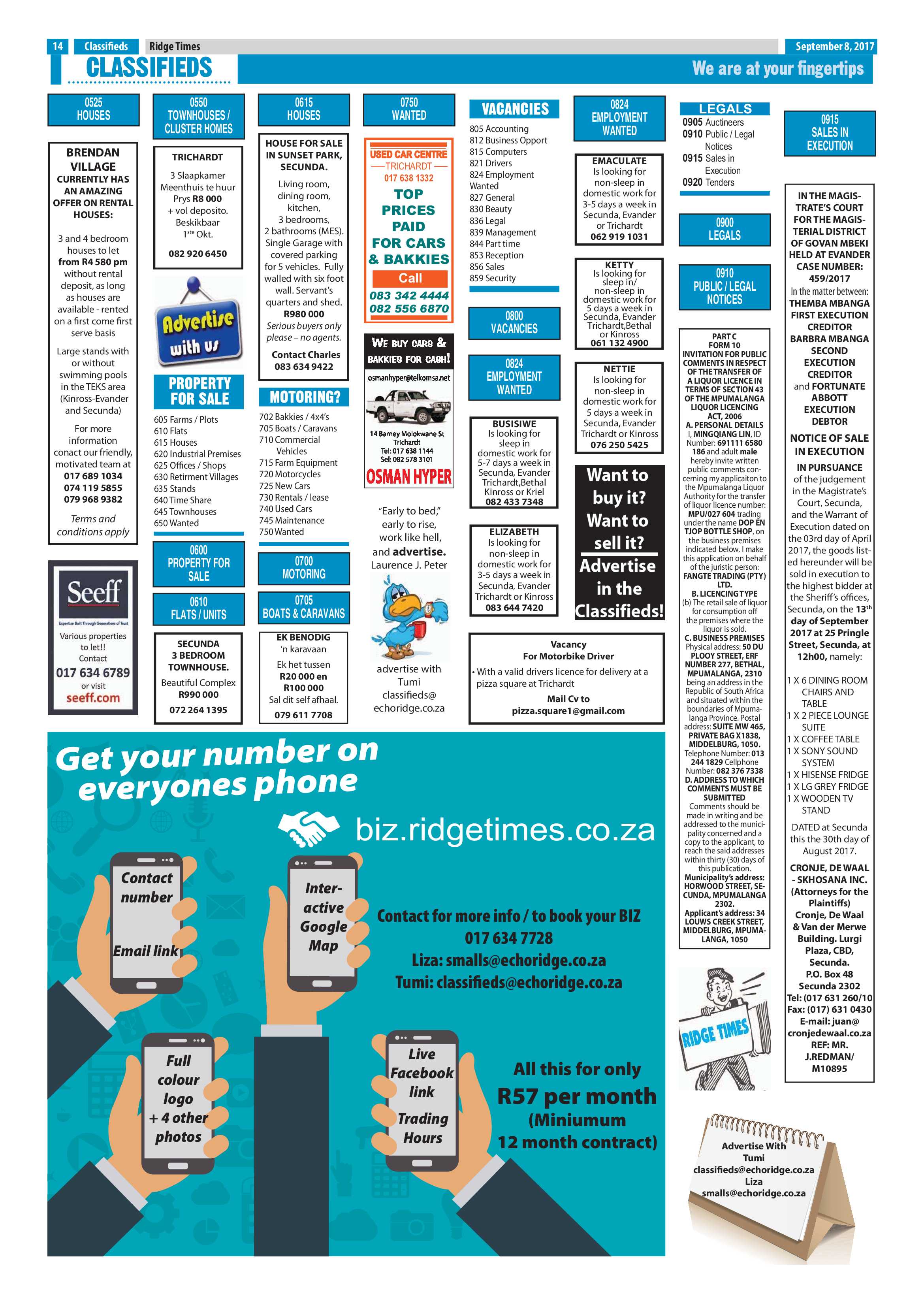 Ridge Times, 8 September 2017 page 14