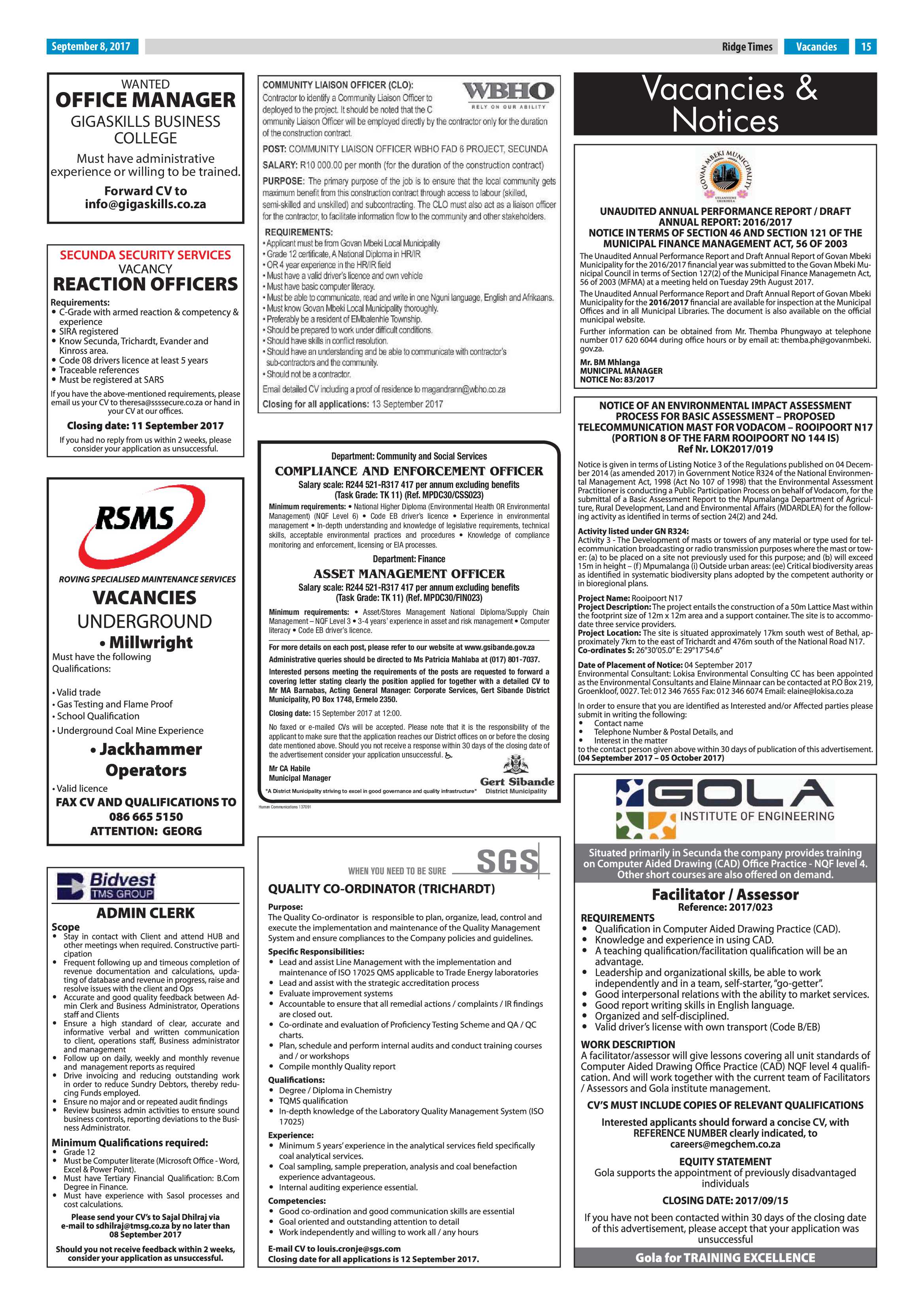 Ridge Times, 8 September 2017 page 15