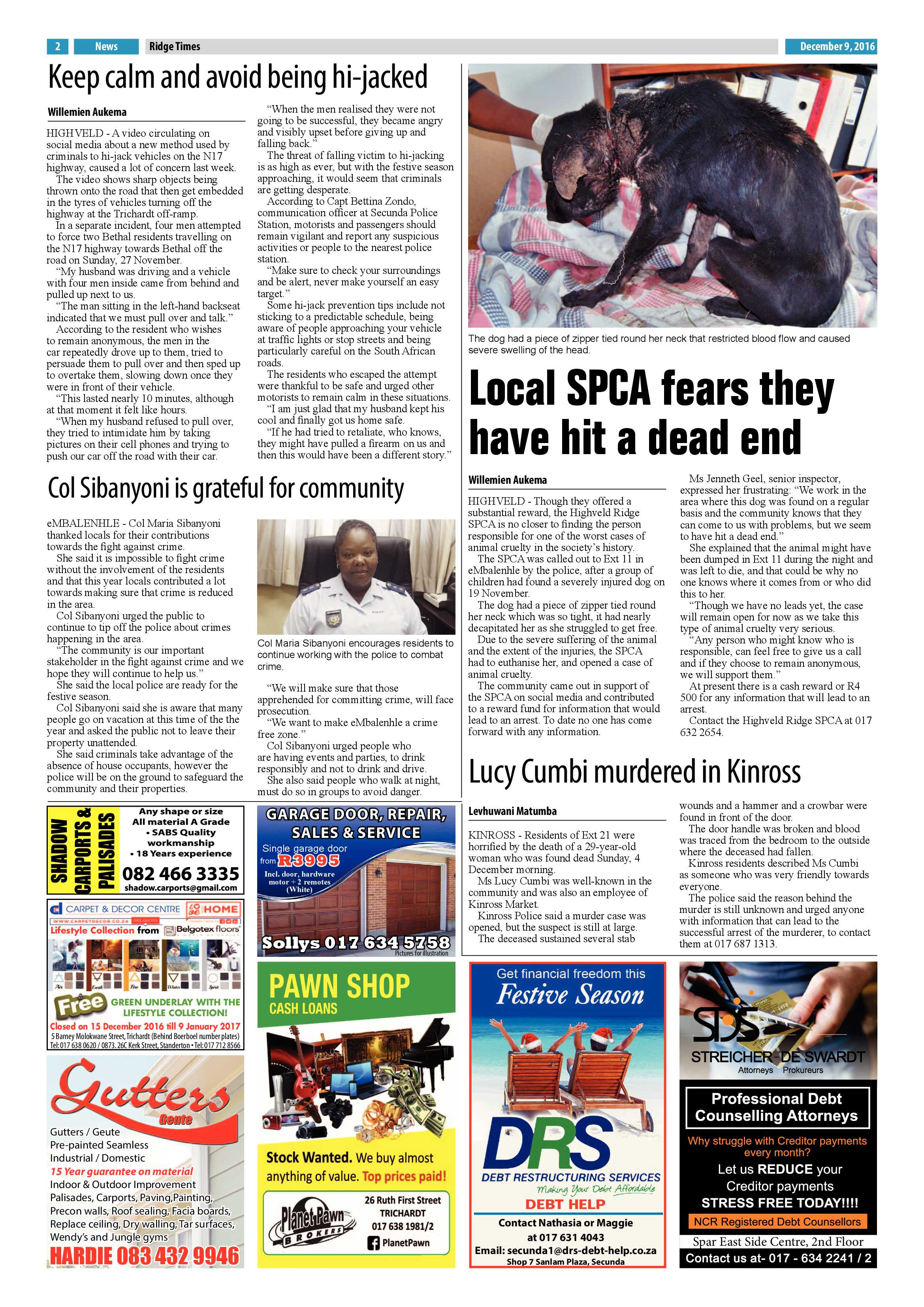 Ridge Times, 9 December 2016 page 2