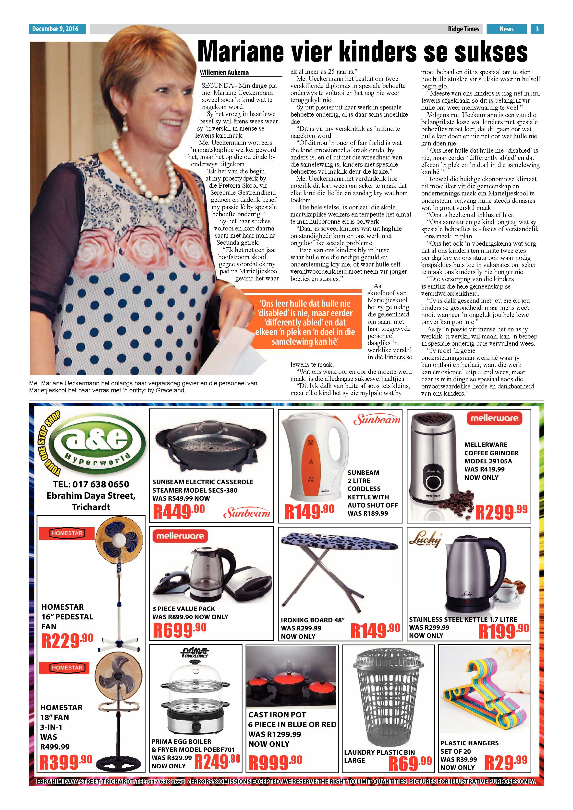 Ridge Times, 9 December 2016 page 3