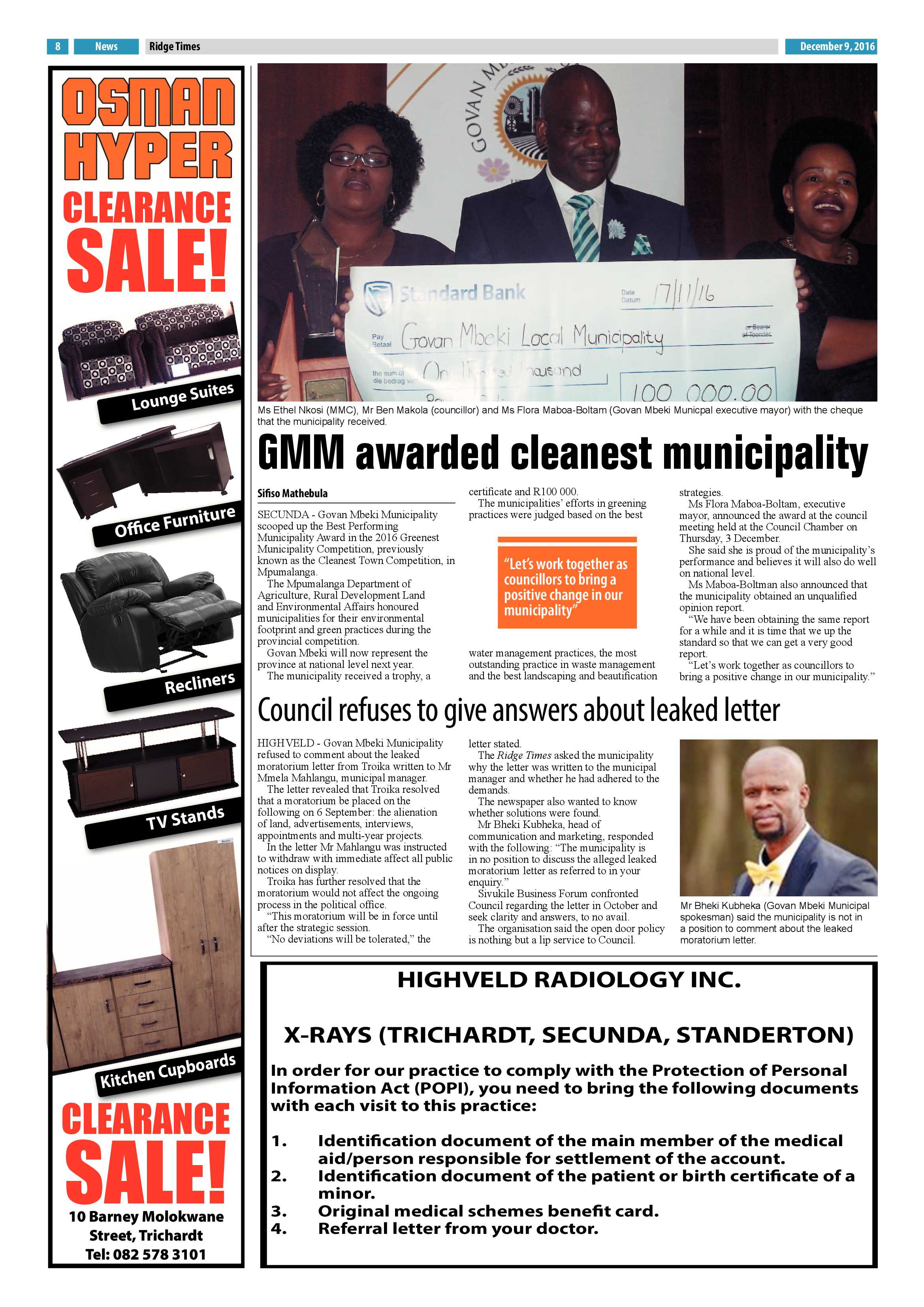 Ridge Times, 9 December 2016 page 8