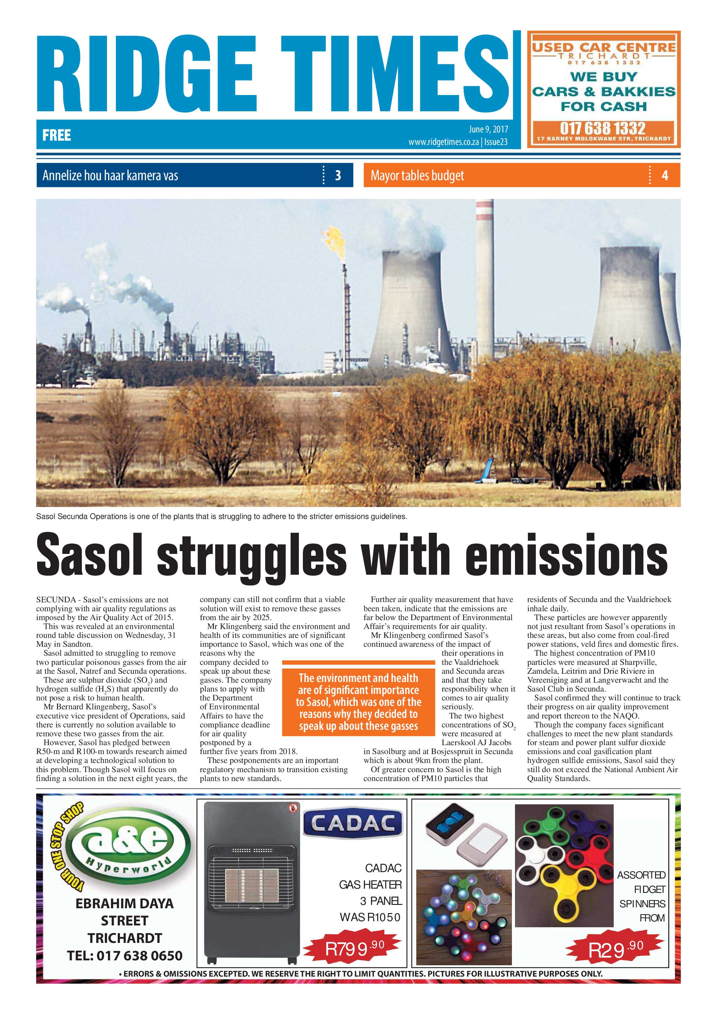 Ridge Times, 9 June 2017 page 1