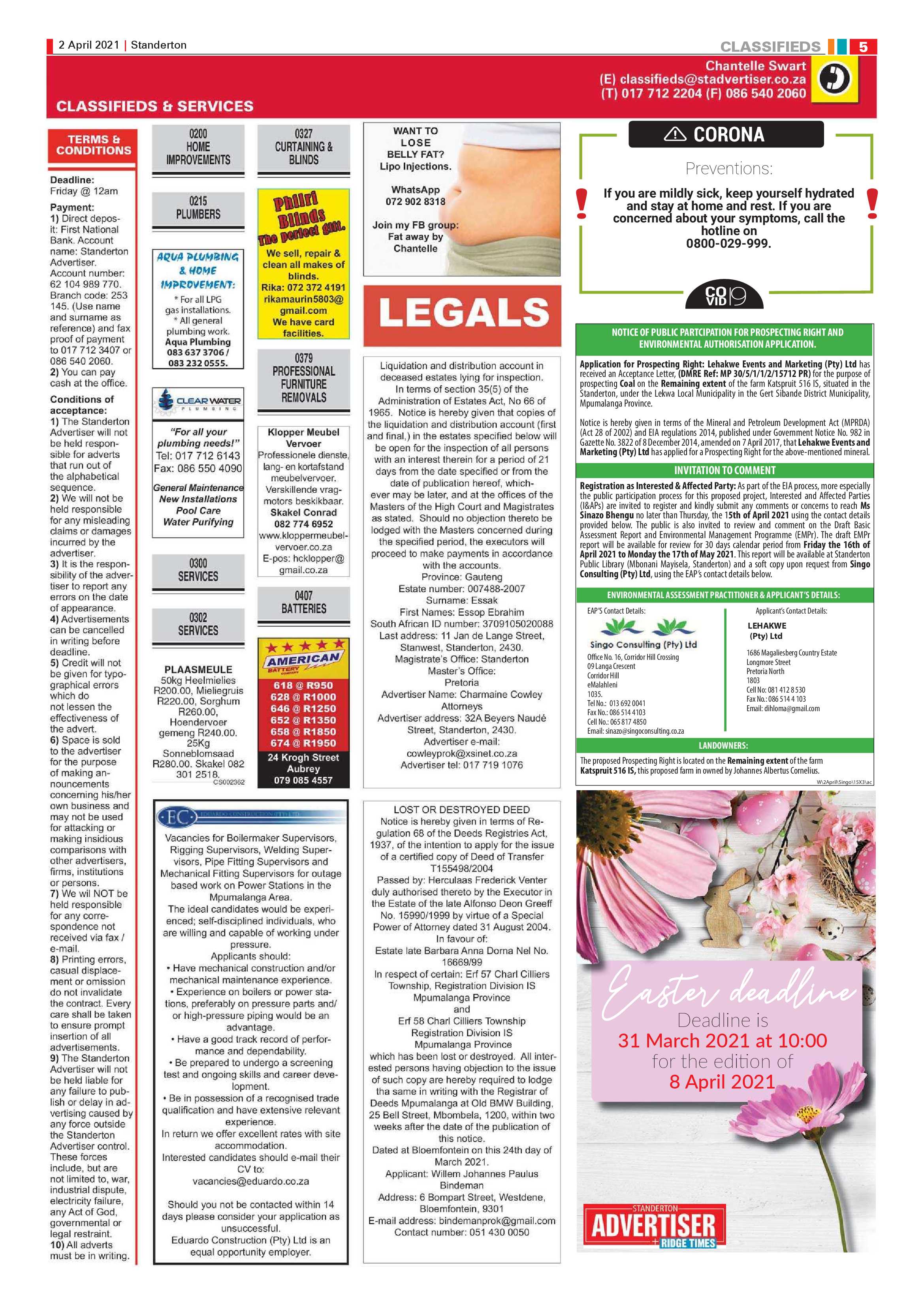 Standerton Advertiser 02 April 2021 page 5