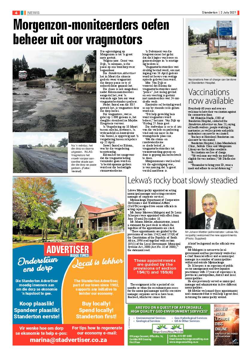 Standerton Advertiser 02 July 2021 page 4