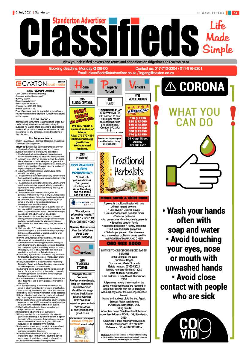 Standerton Advertiser 02 July 2021 page 9