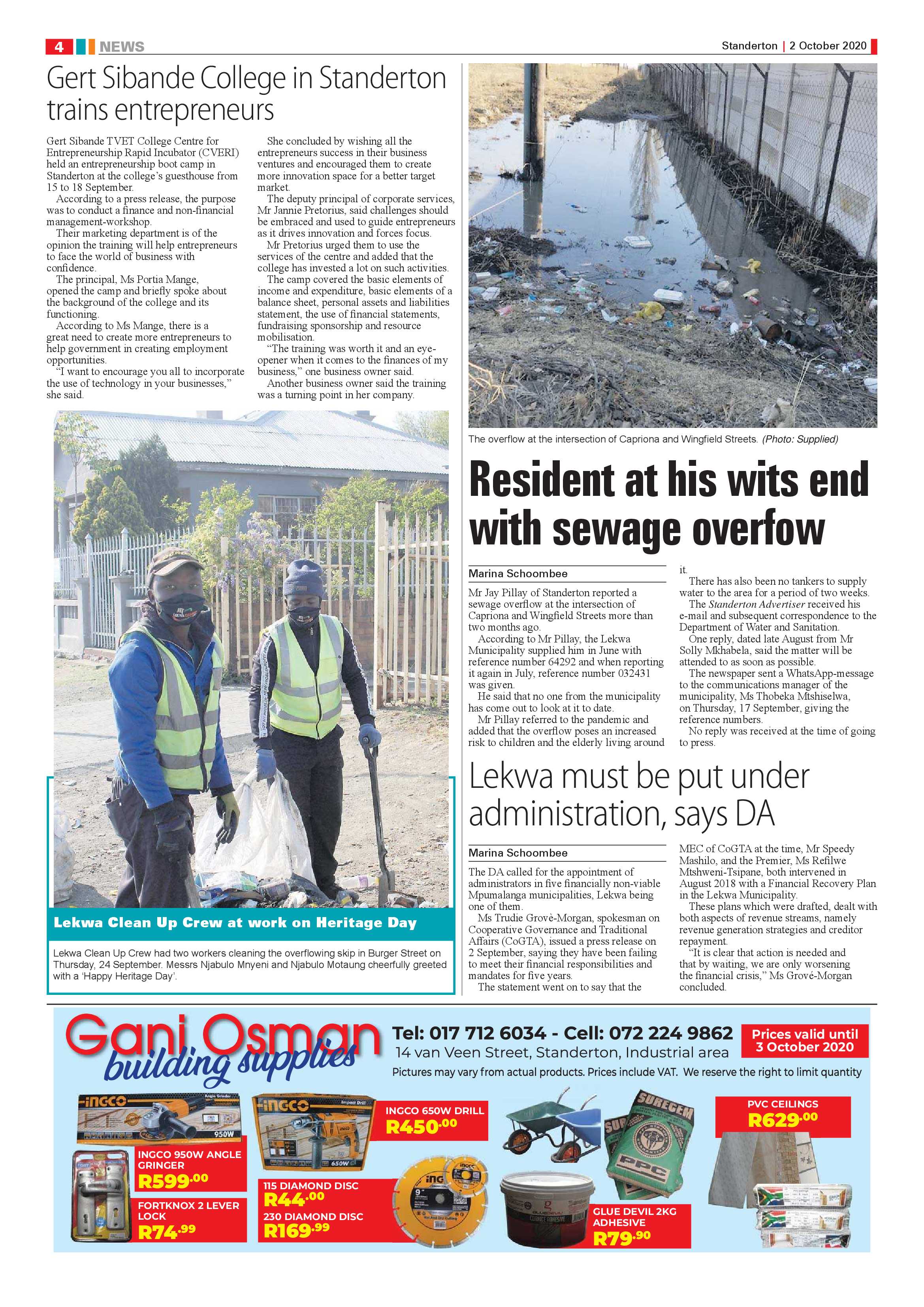 Standerton Advertiser 02 October 2020 page 4