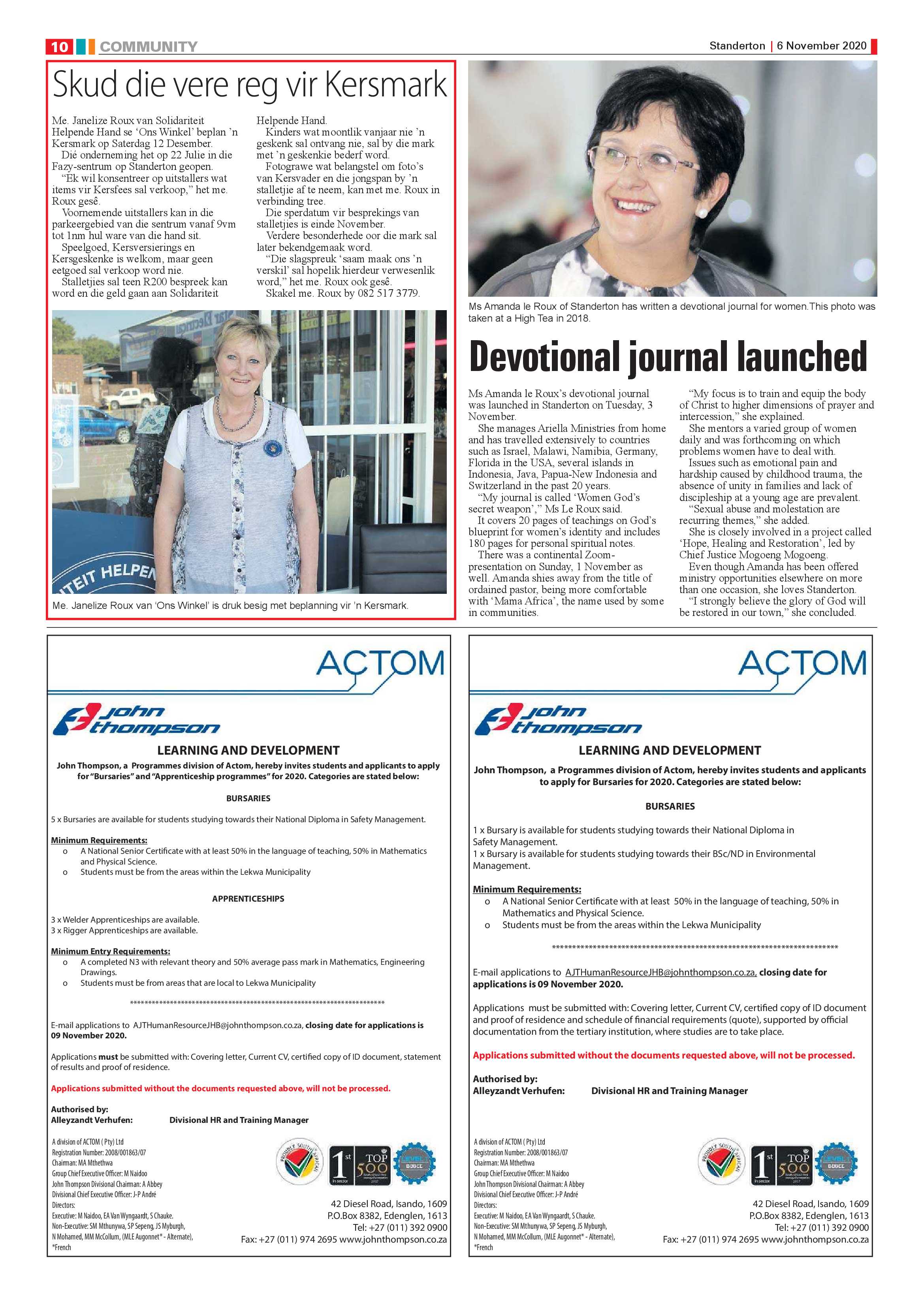 Standerton Advertiser 06 November 2020 page 10