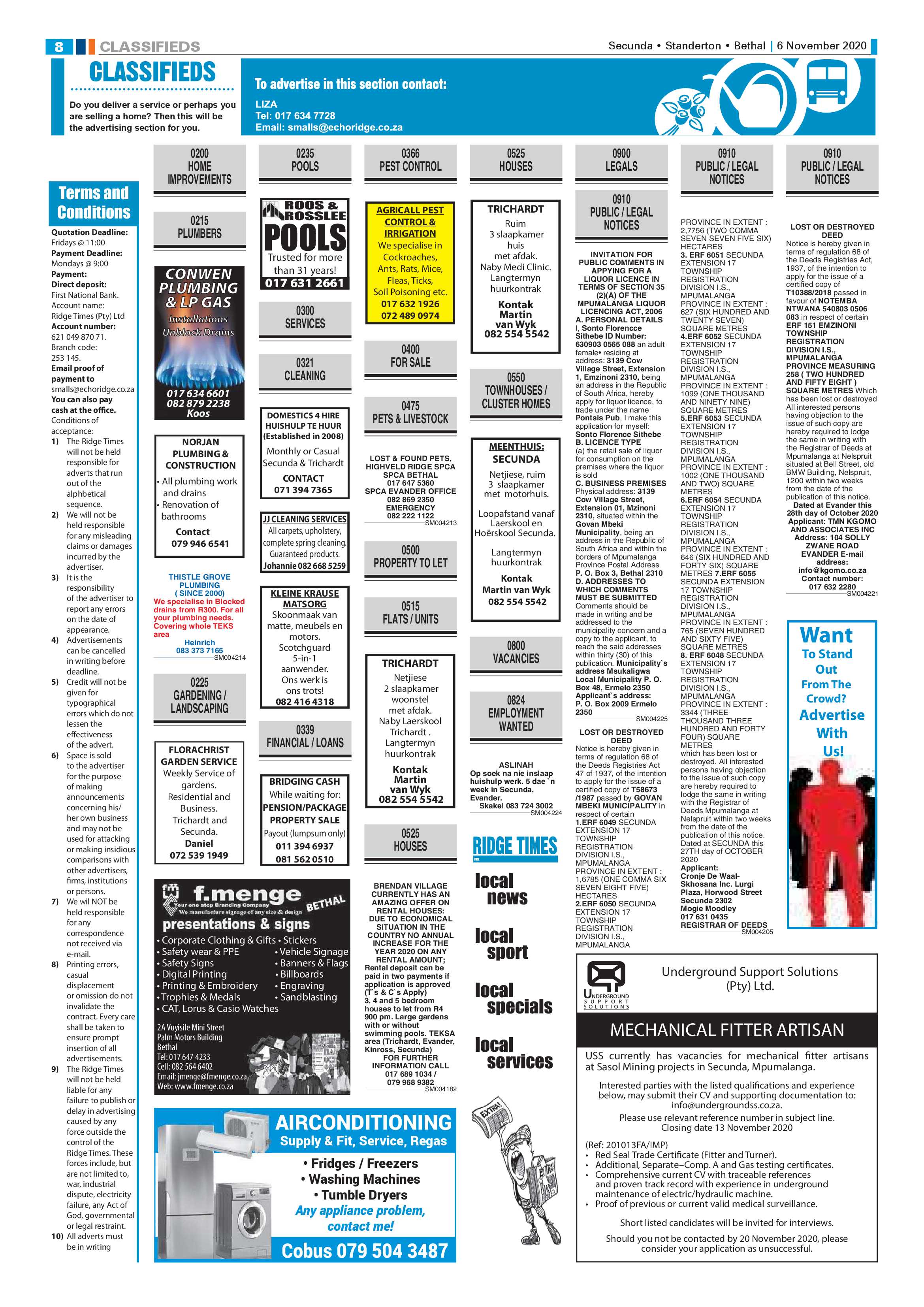 Standerton Advertiser 06 November 2020 page 8