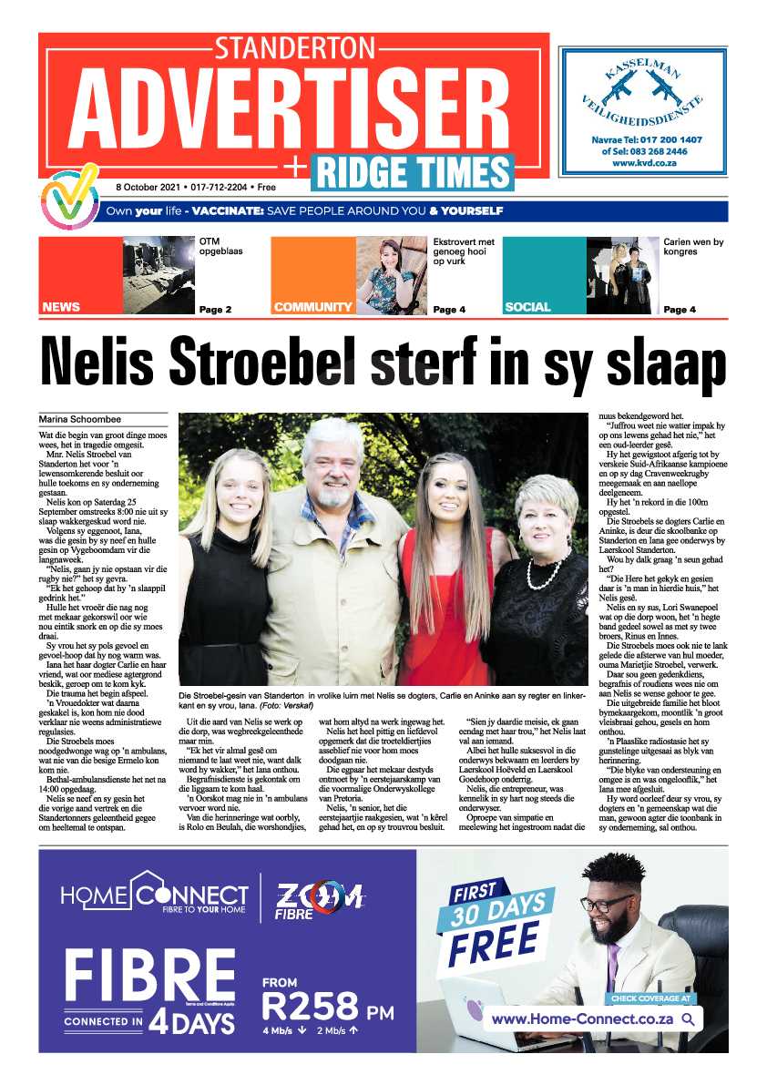 Standerton Advertiser 08 October 2021 page 1