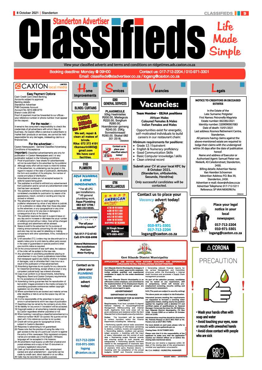 Standerton Advertiser 08 October 2021 page 9