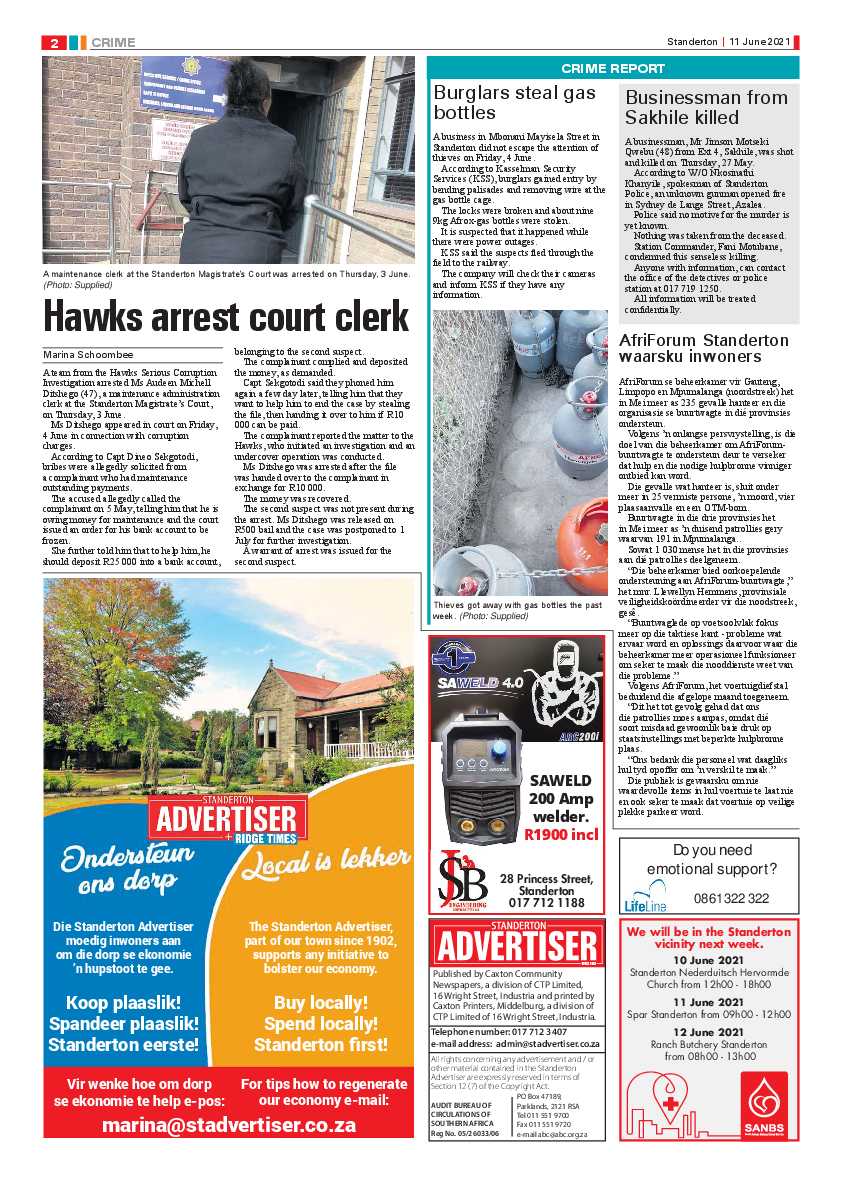 Standerton Advertiser 11 June 2021 page 2