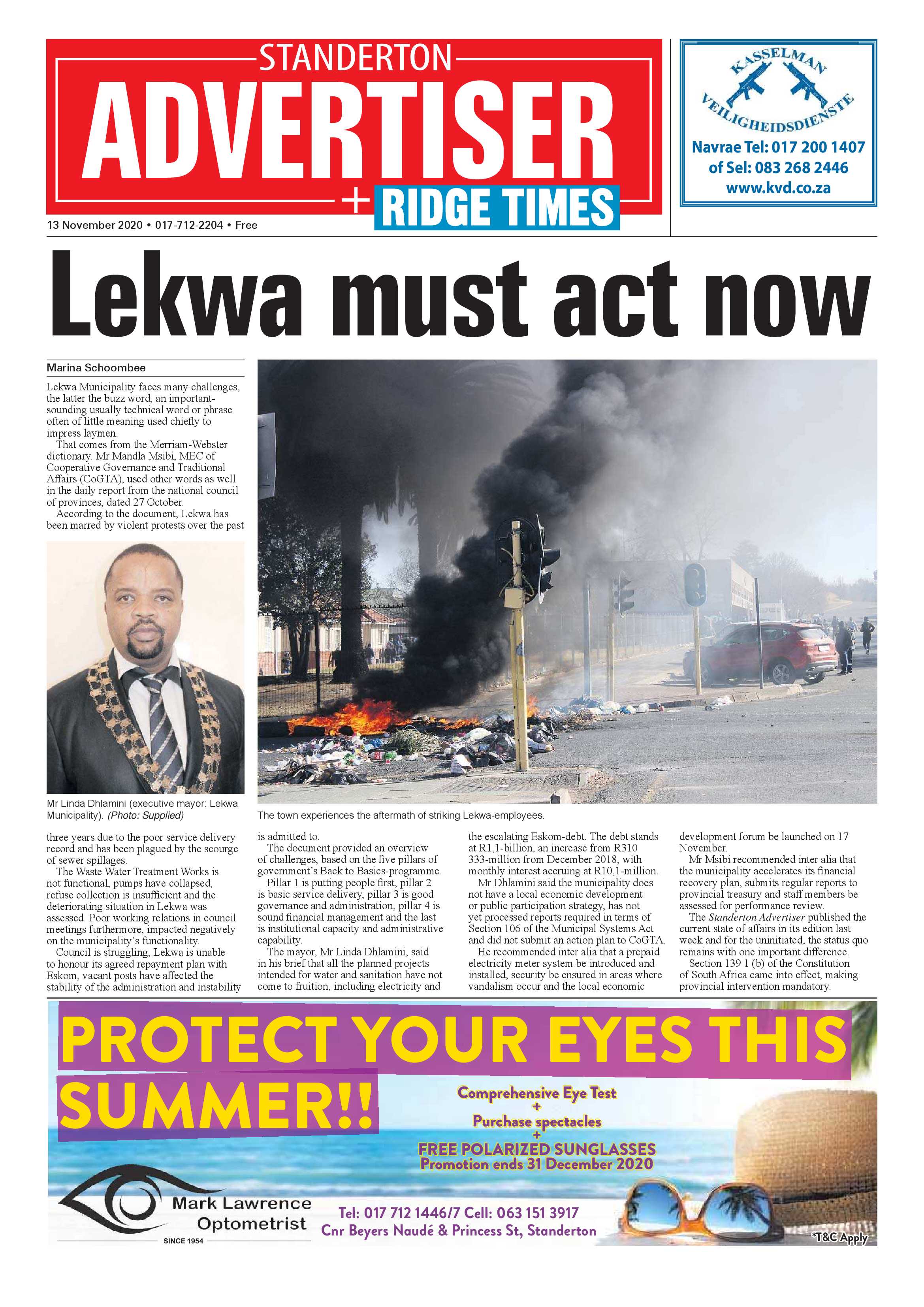 Standerton Advertiser 13 November 2020 page 1