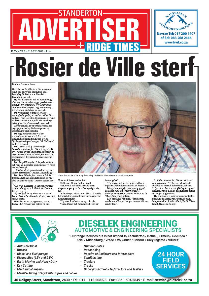 Standerton Advertiser 14 May 2021 page 1