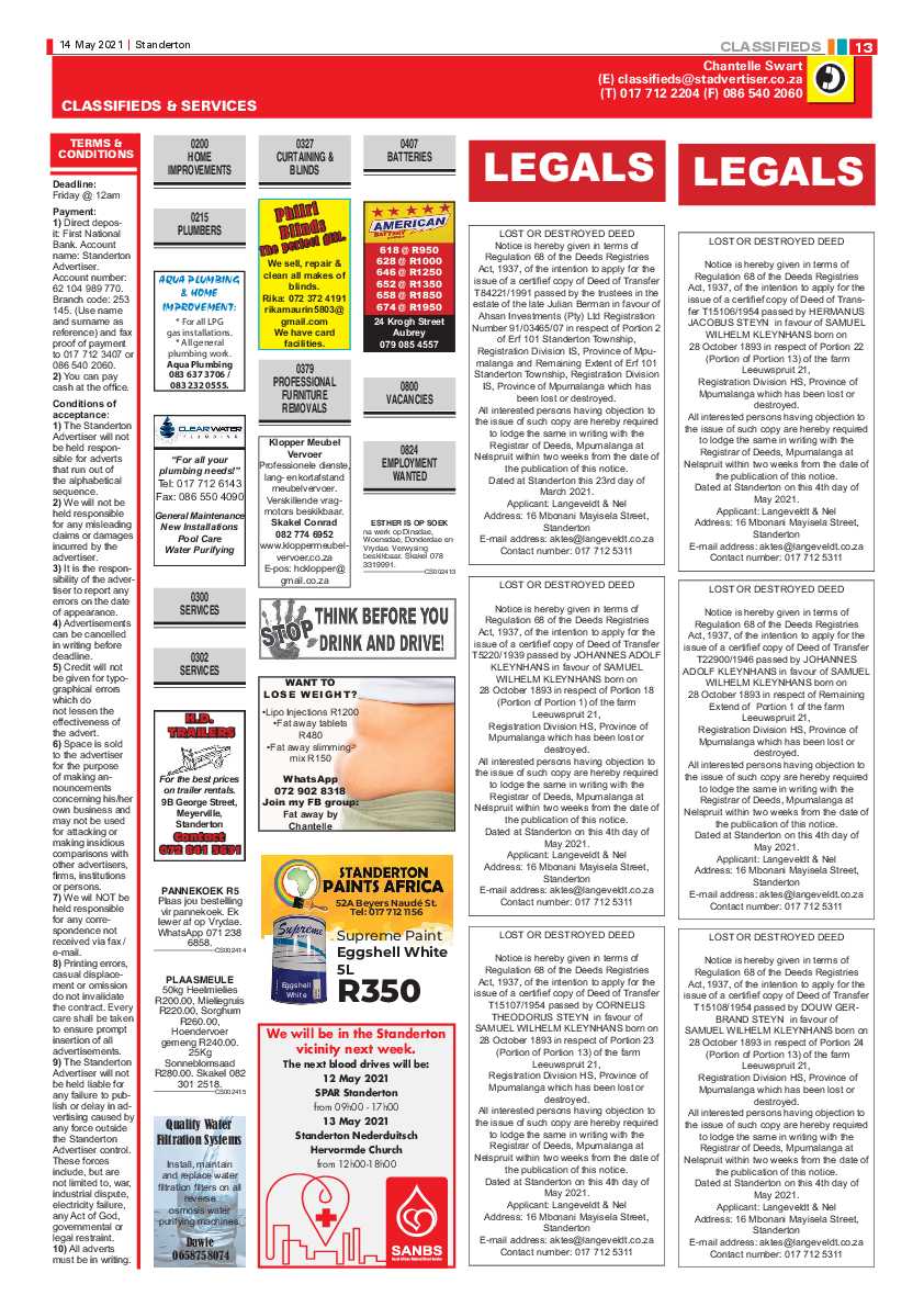 Standerton Advertiser 14 May 2021 page 13