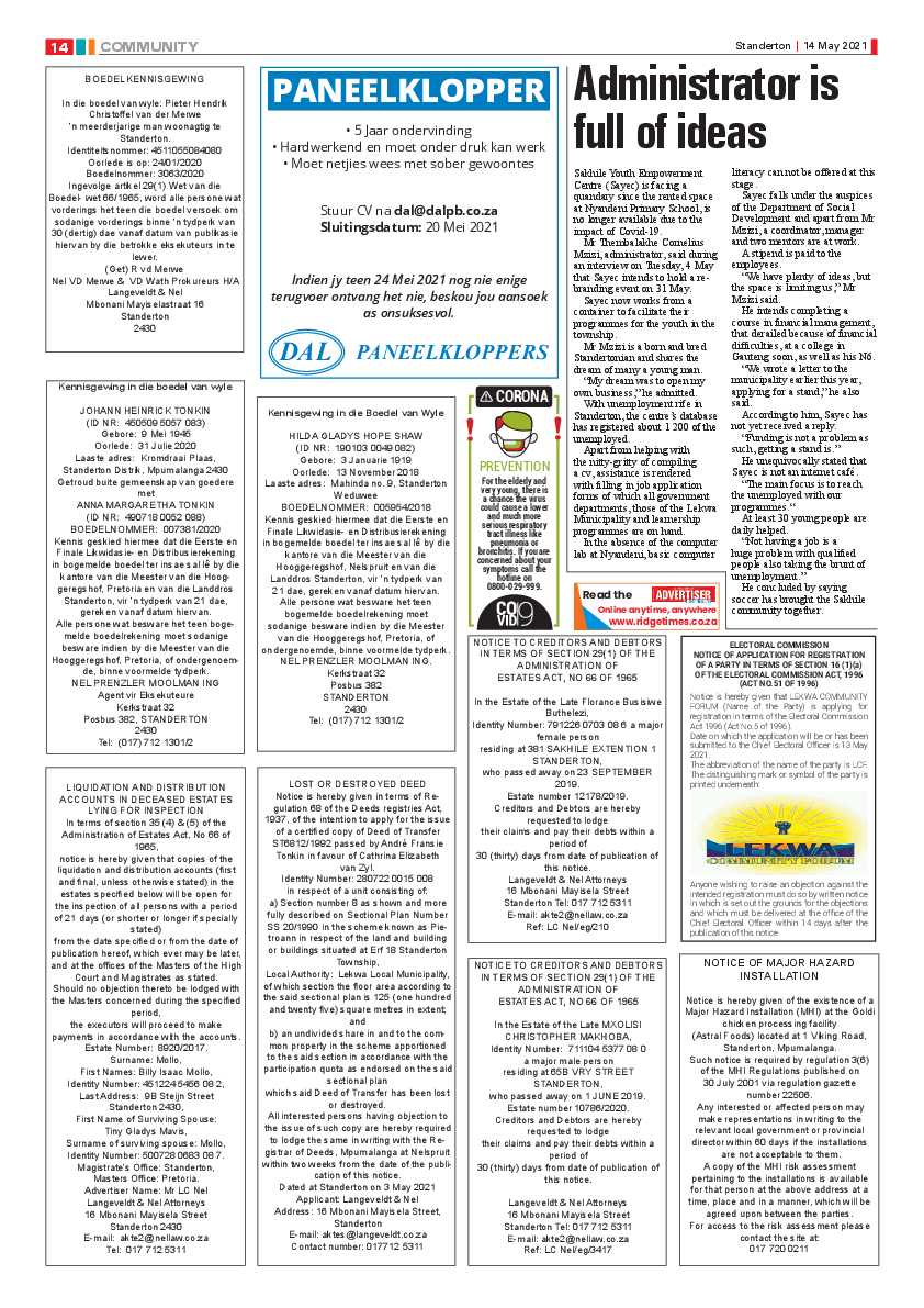 Standerton Advertiser 14 May 2021 page 14