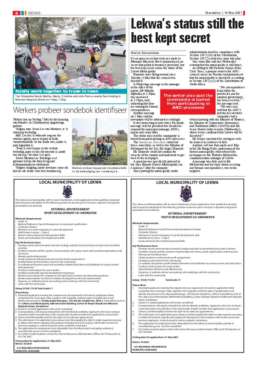 Standerton Advertiser 14 May 2021 page 4