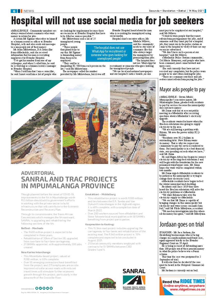 Standerton Advertiser 14 May 2021 page 6