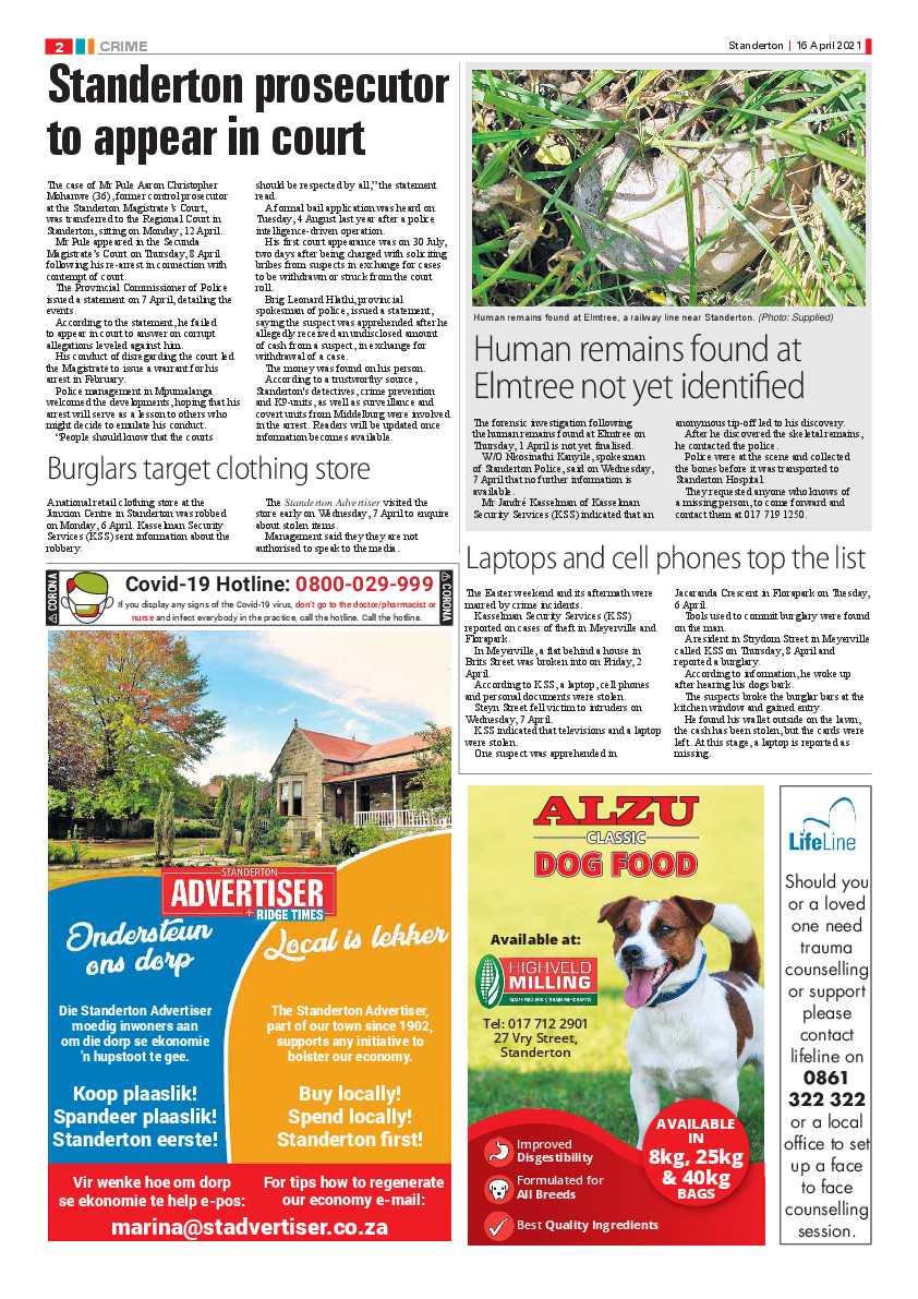 Standerton Advertiser 16 April 2021 page 2