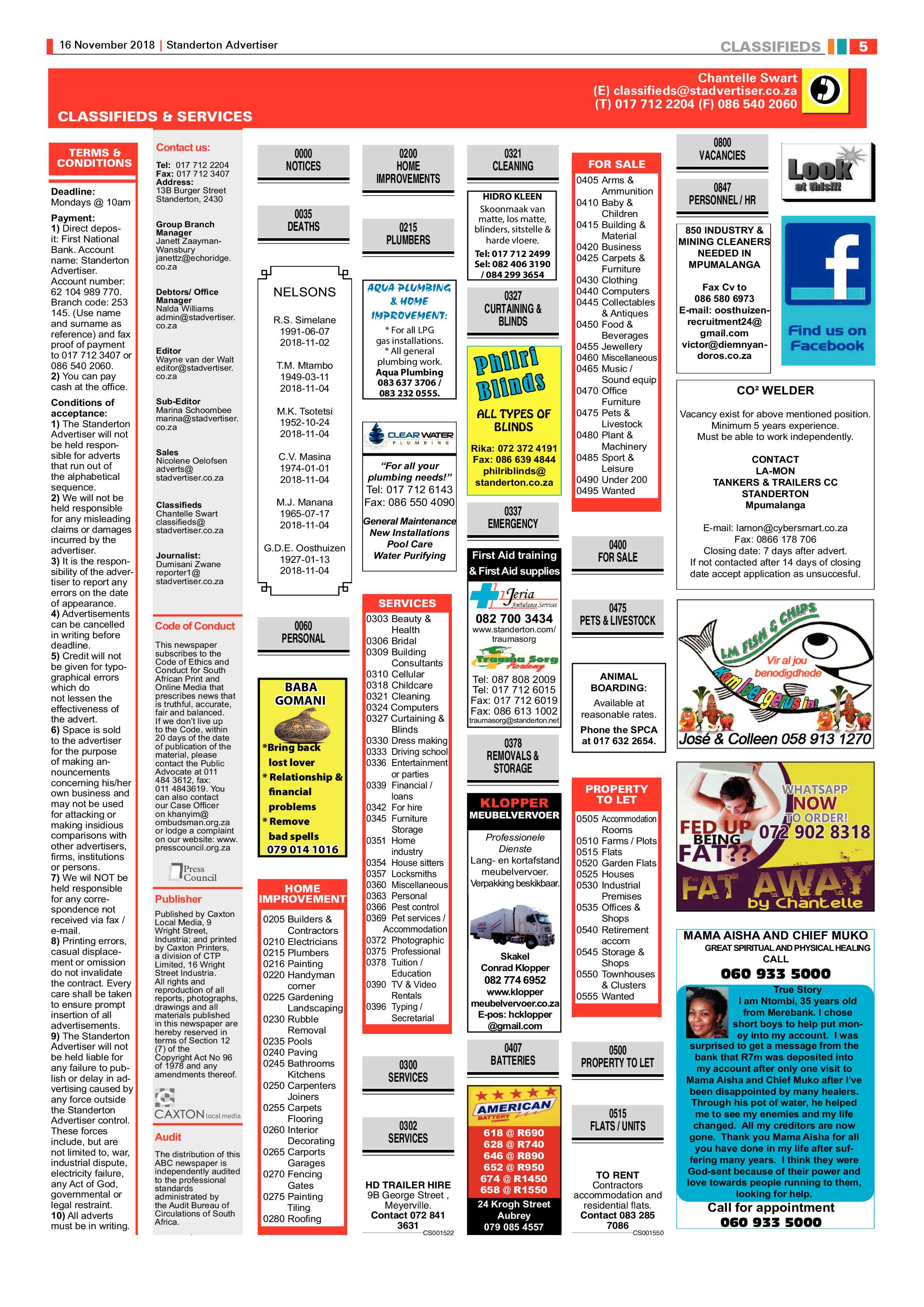 Standerton Advertiser 16 November 2018 page 5