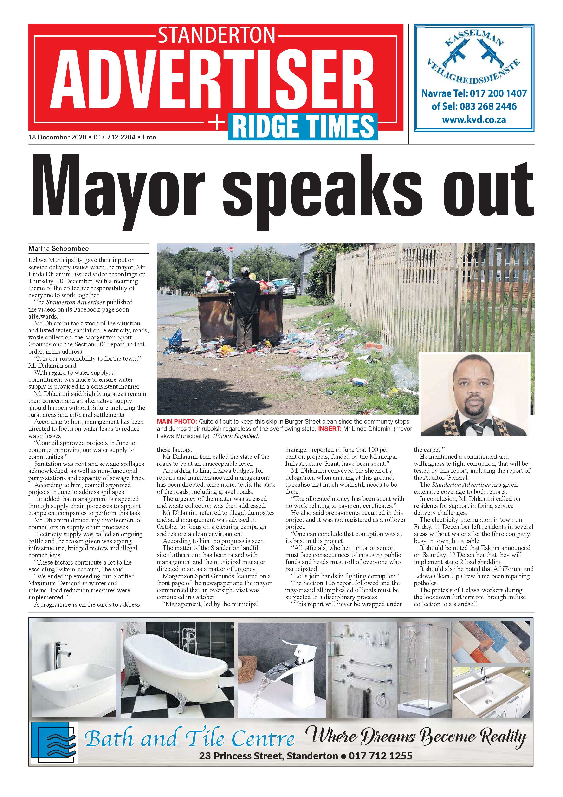Standerton Advertiser 18 December 2020 page 1