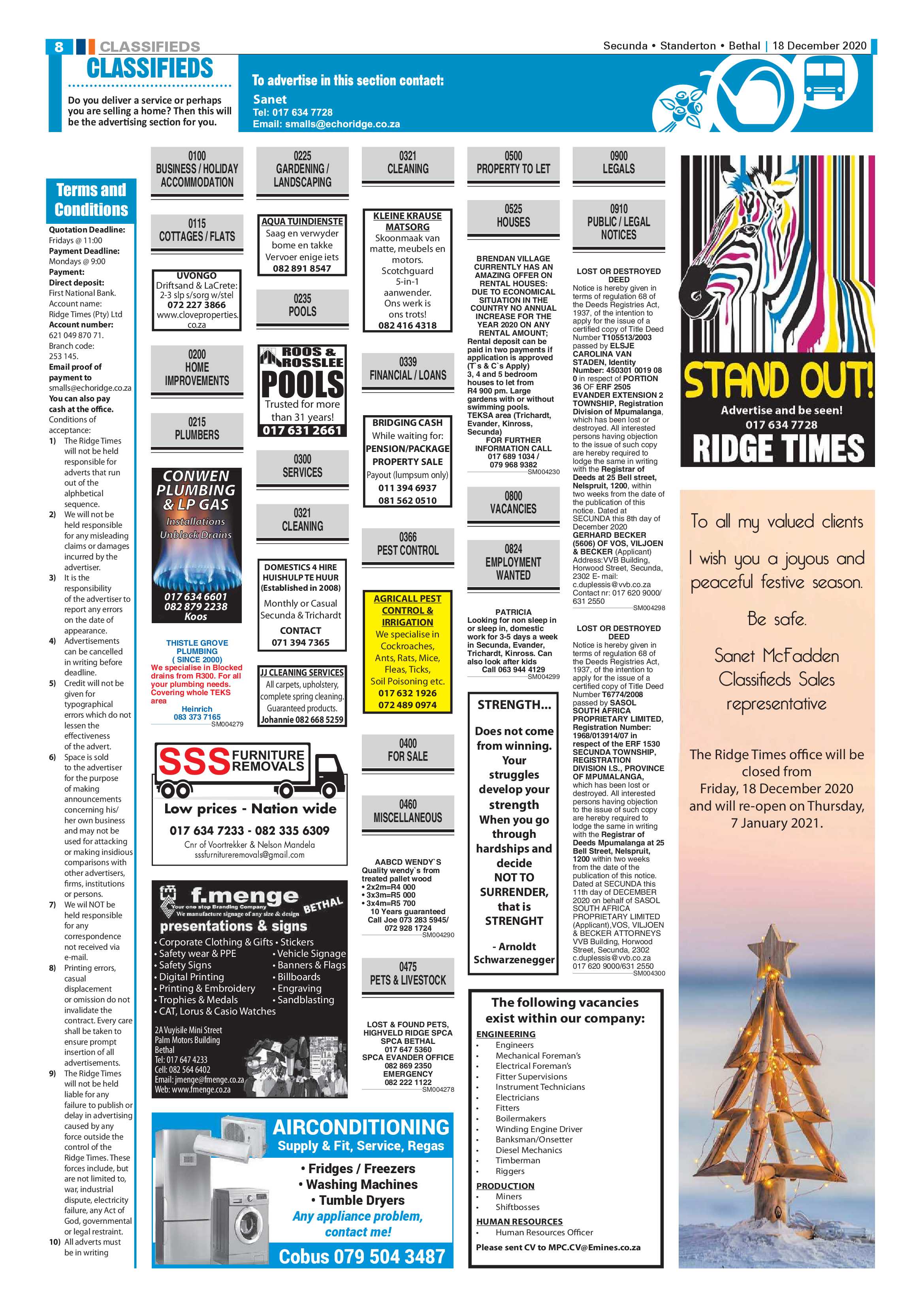 Standerton Advertiser 18 December 2020 page 8