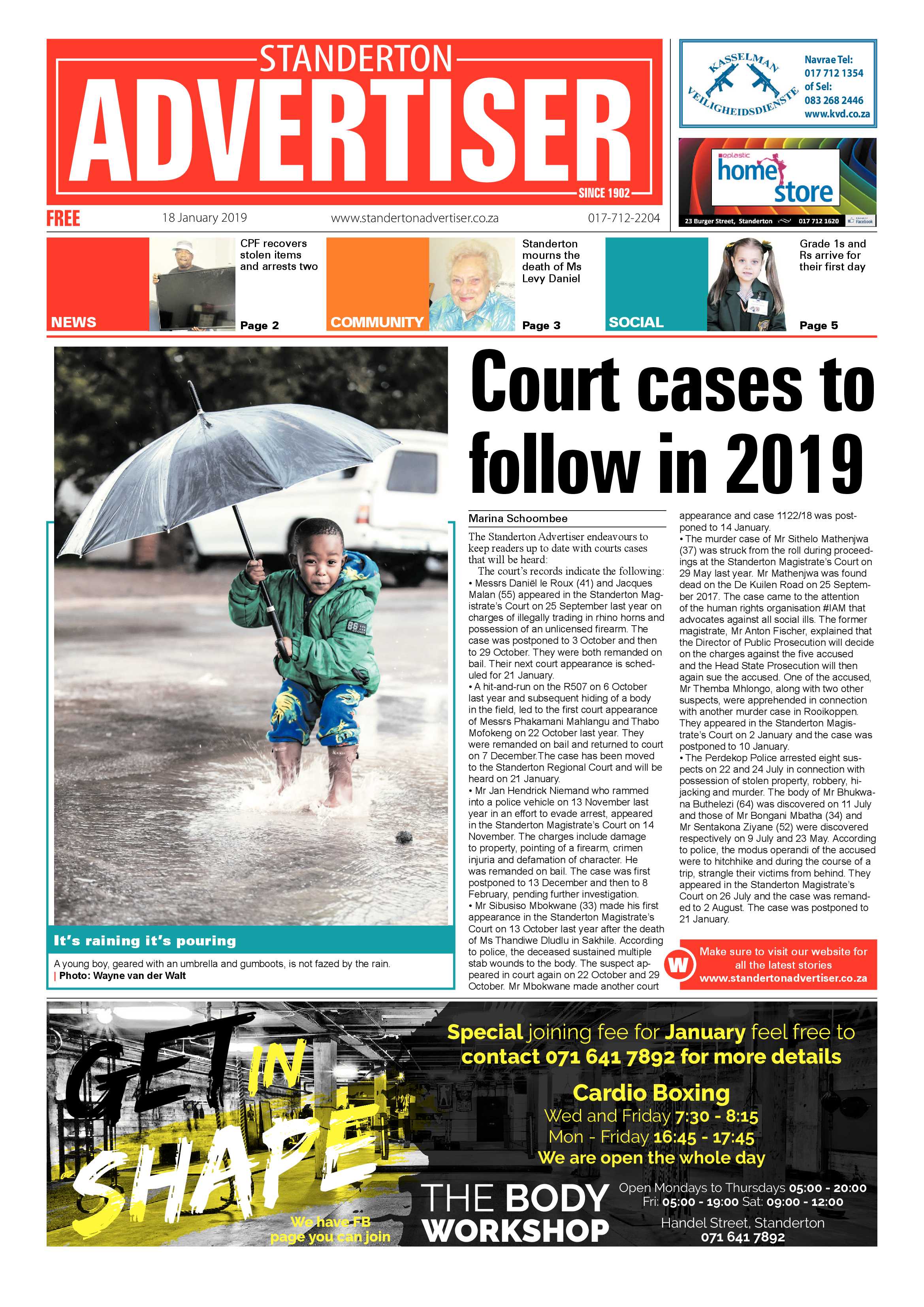 Standerton Advertiser 18 January 2019 page 1