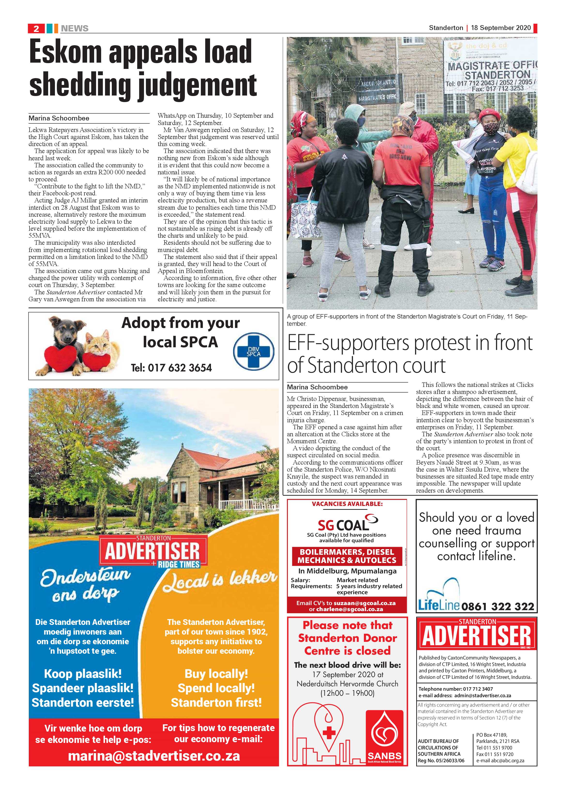 Standerton Advertiser 18 September 2020 page 2