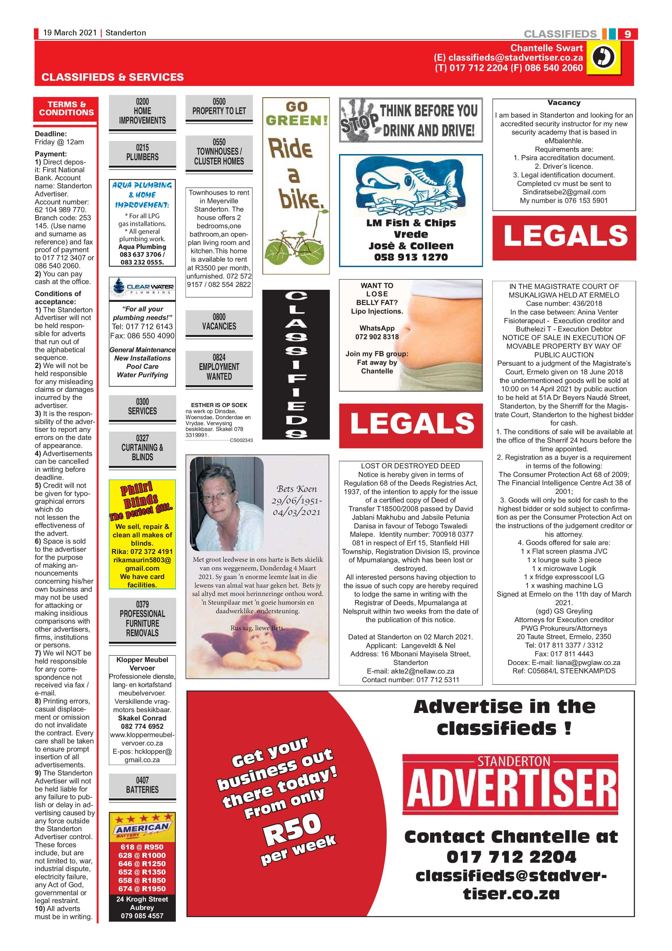 Standerton Advertiser 19 March 2021 page 9