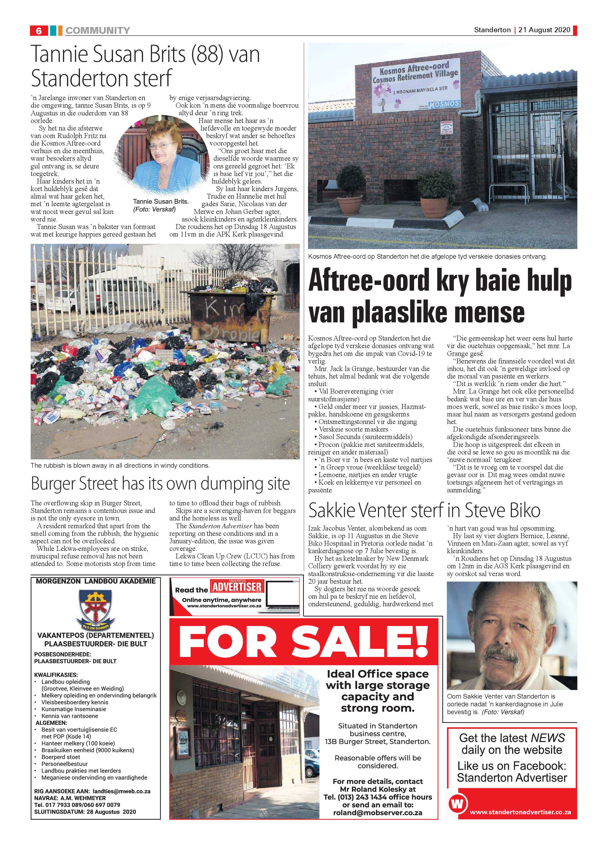 Standerton Advertiser 21 August 2020 page 6