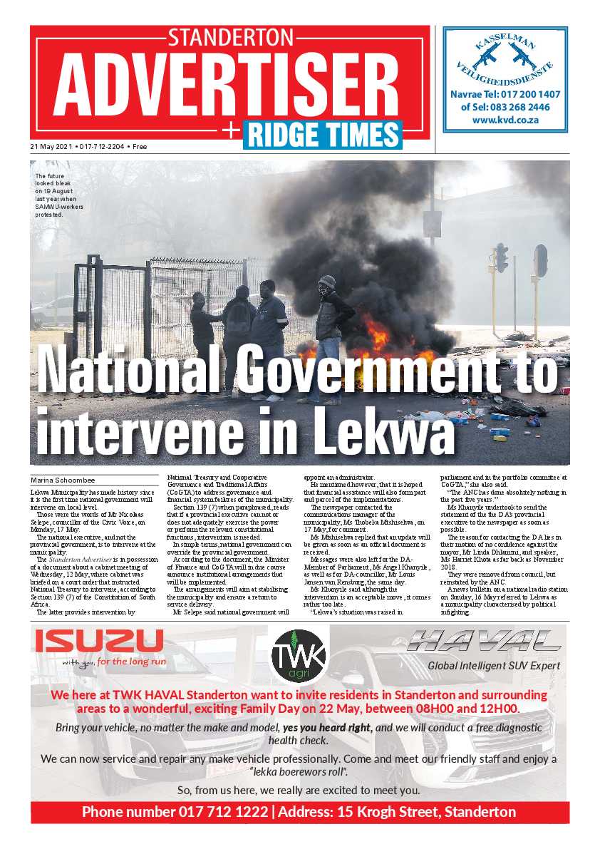 Standerton Advertiser 21 May 2021 page 1