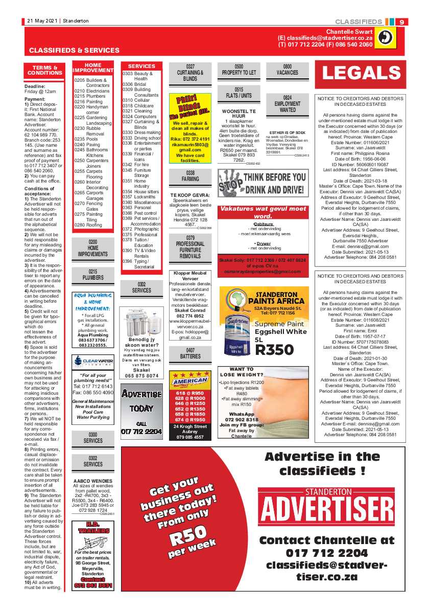 Standerton Advertiser 21 May 2021 page 9