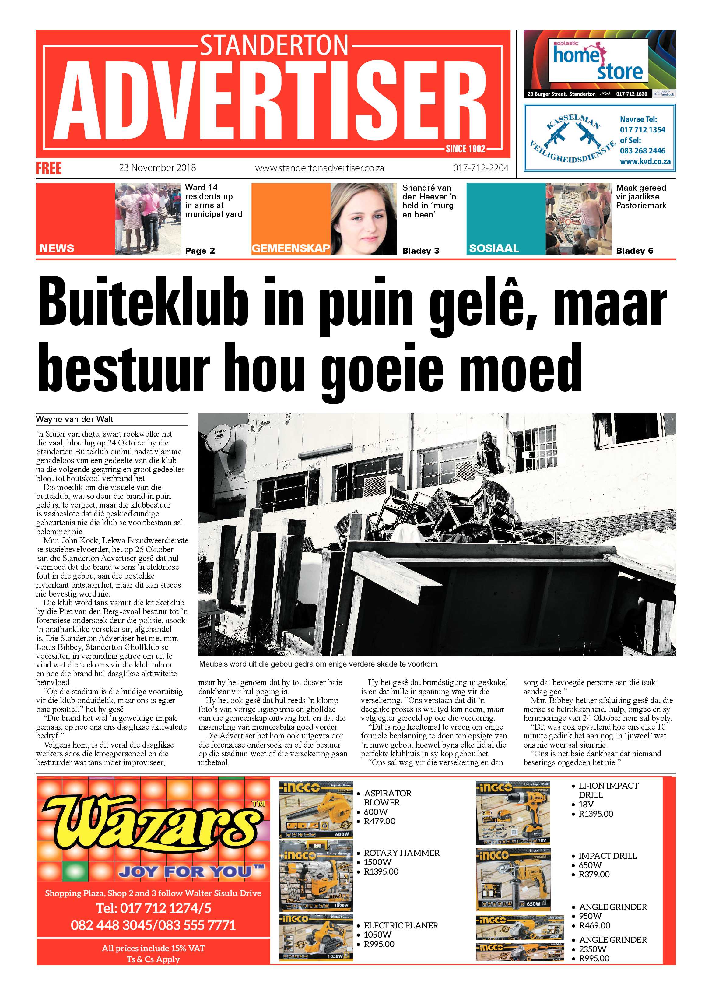 Standerton Advertiser 23 November 2018 page 1