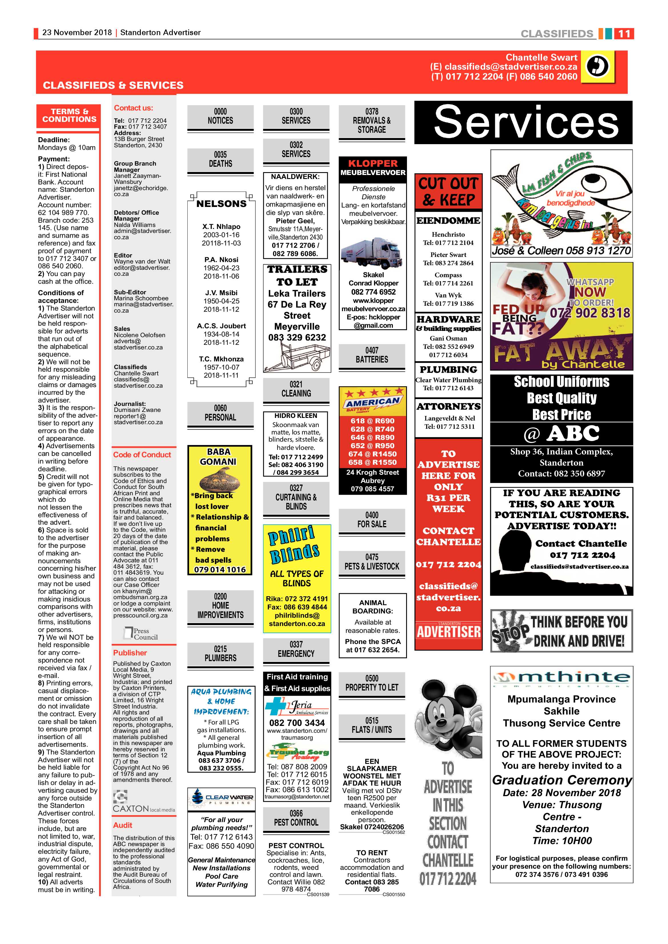 Standerton Advertiser 23 November 2018 page 11