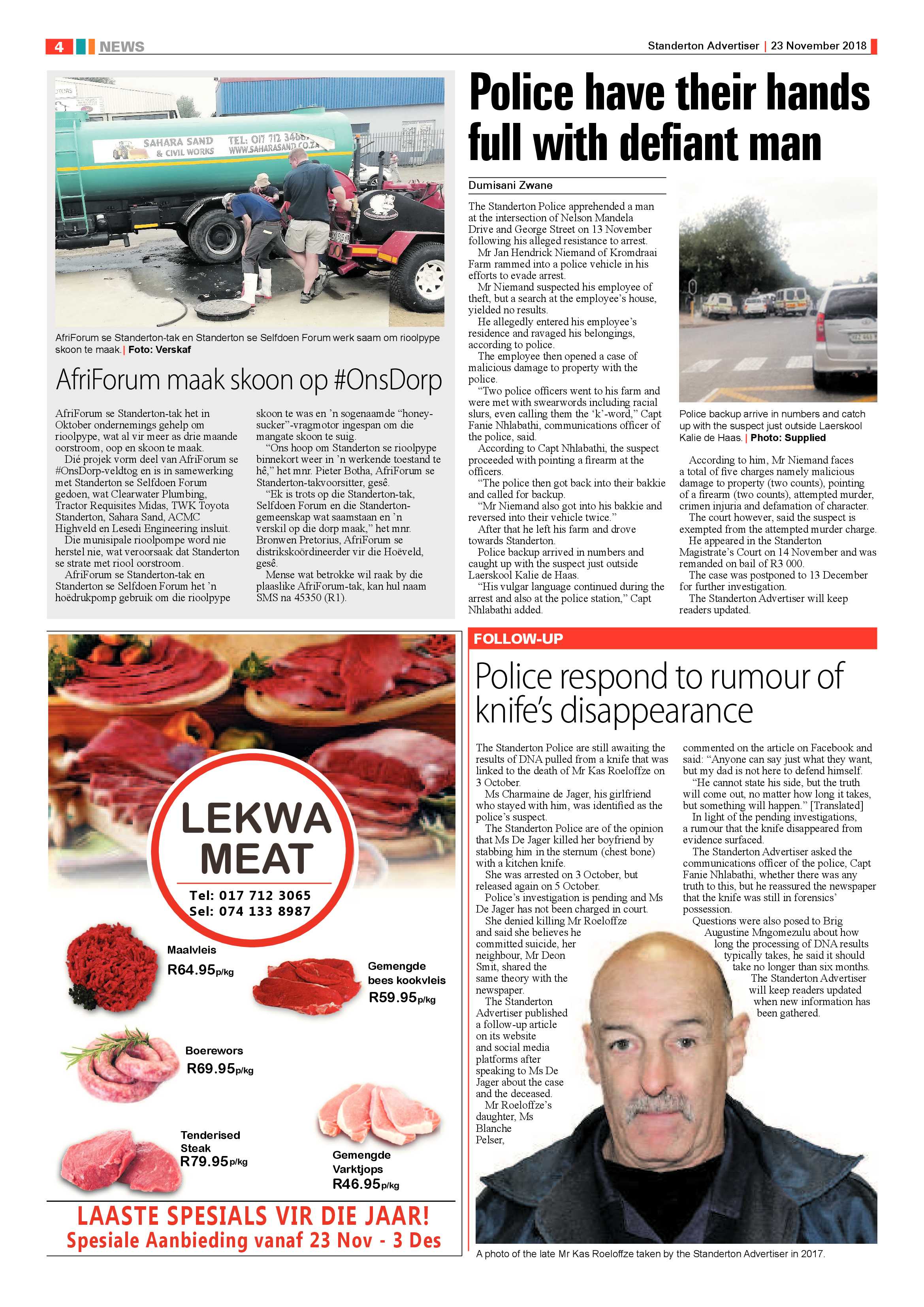 Standerton Advertiser 23 November 2018 page 4