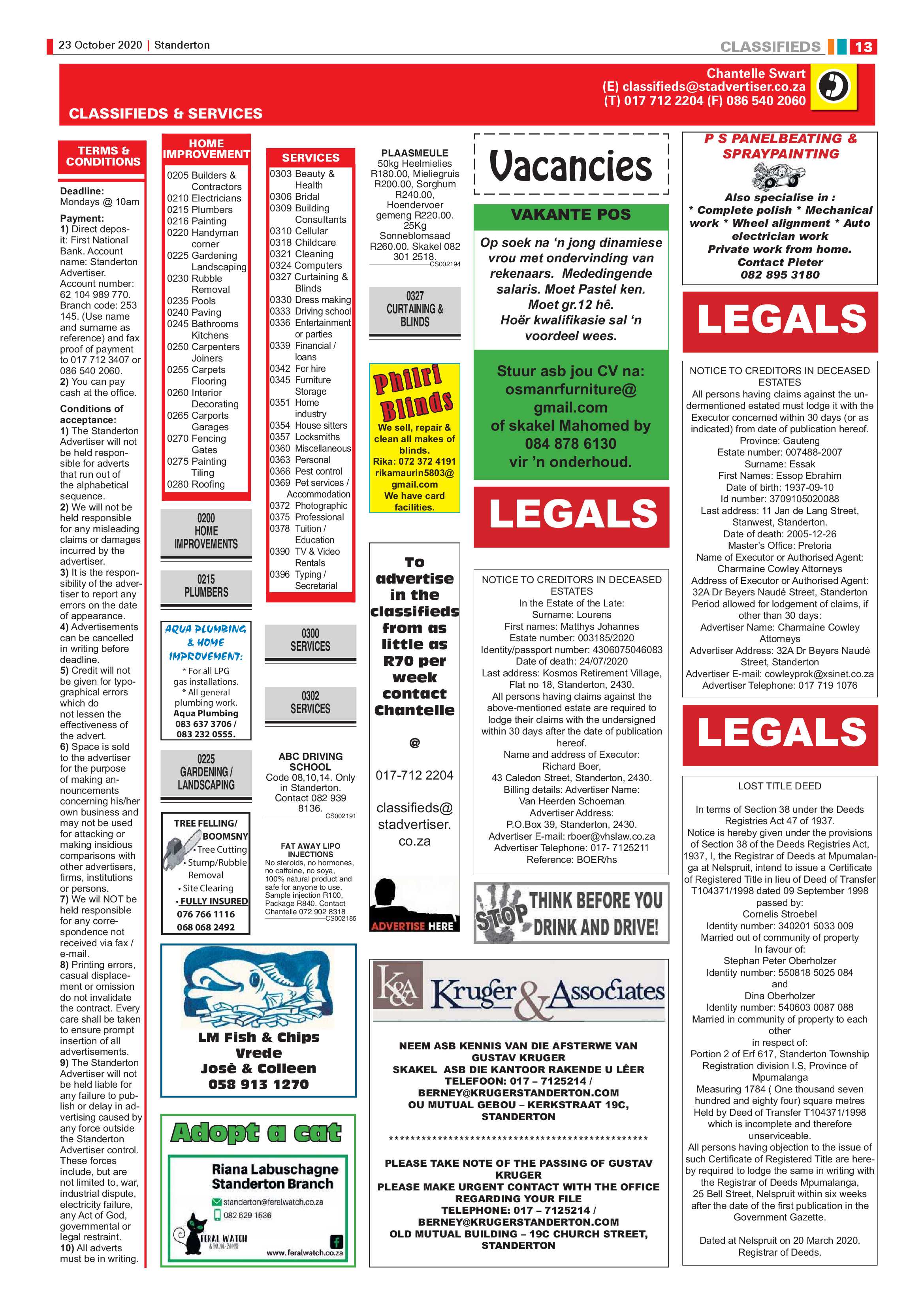 Standerton Advertiser 23 October 2020 page 13