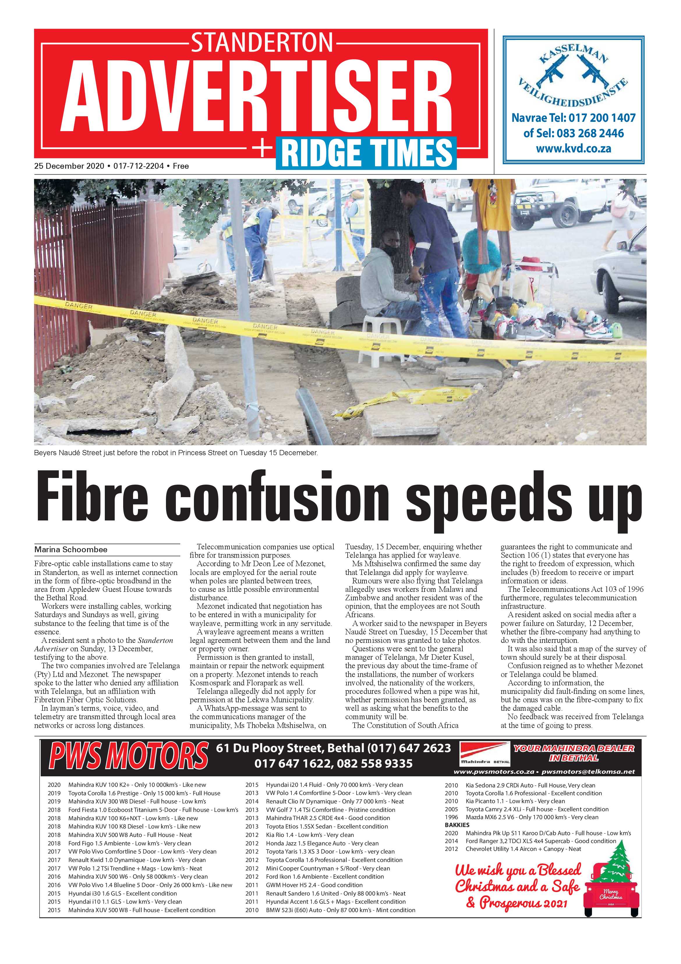 Standerton Advertiser 25 December 2020 page 1